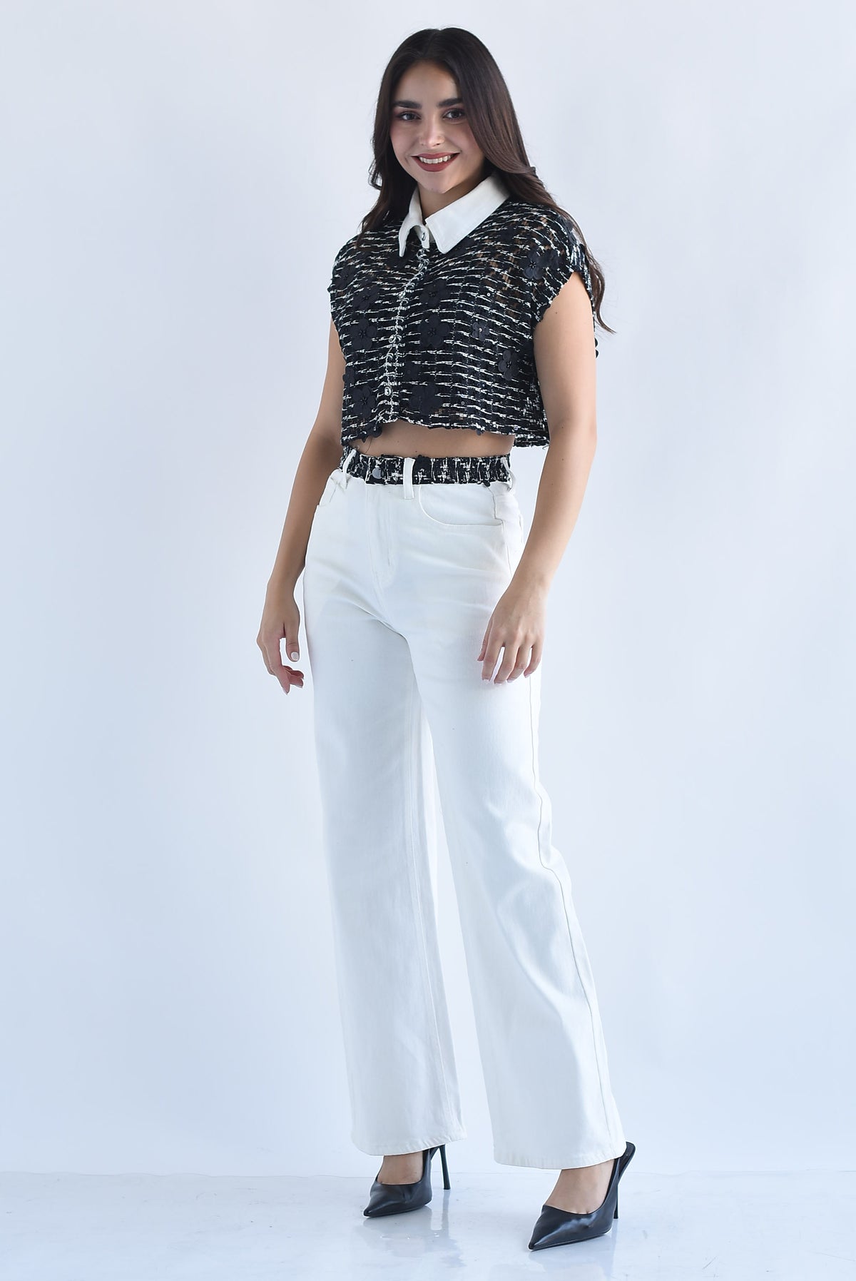 Set Jeans y Blusa crochet flores