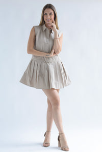 Fashion Styled Vestido tenista falda tablas Moka