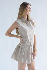 Fashion Styled Vestido tenista falda tablas Moka