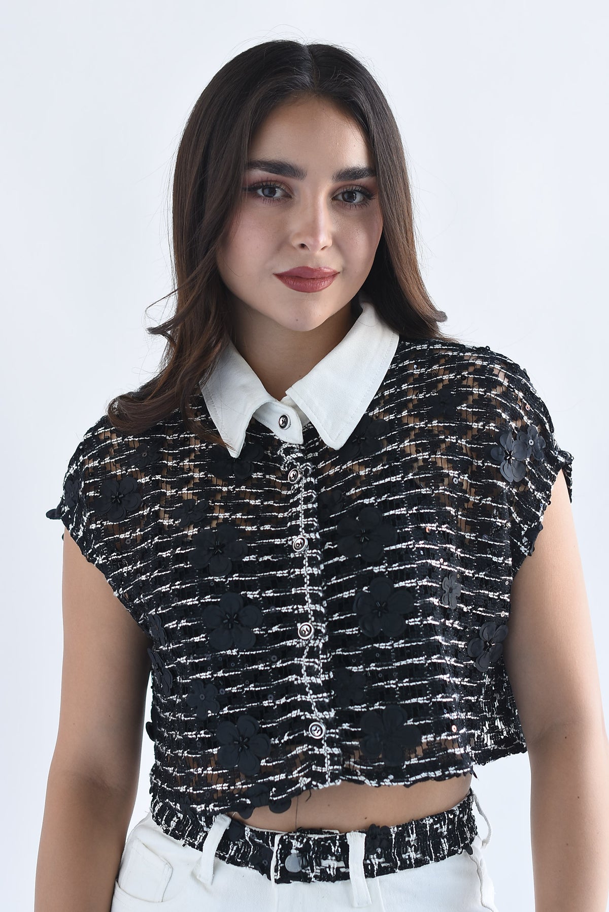 Set Jeans y Blusa crochet flores