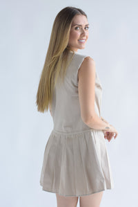 Fashion Styled Vestido tenista falda tablas Moka