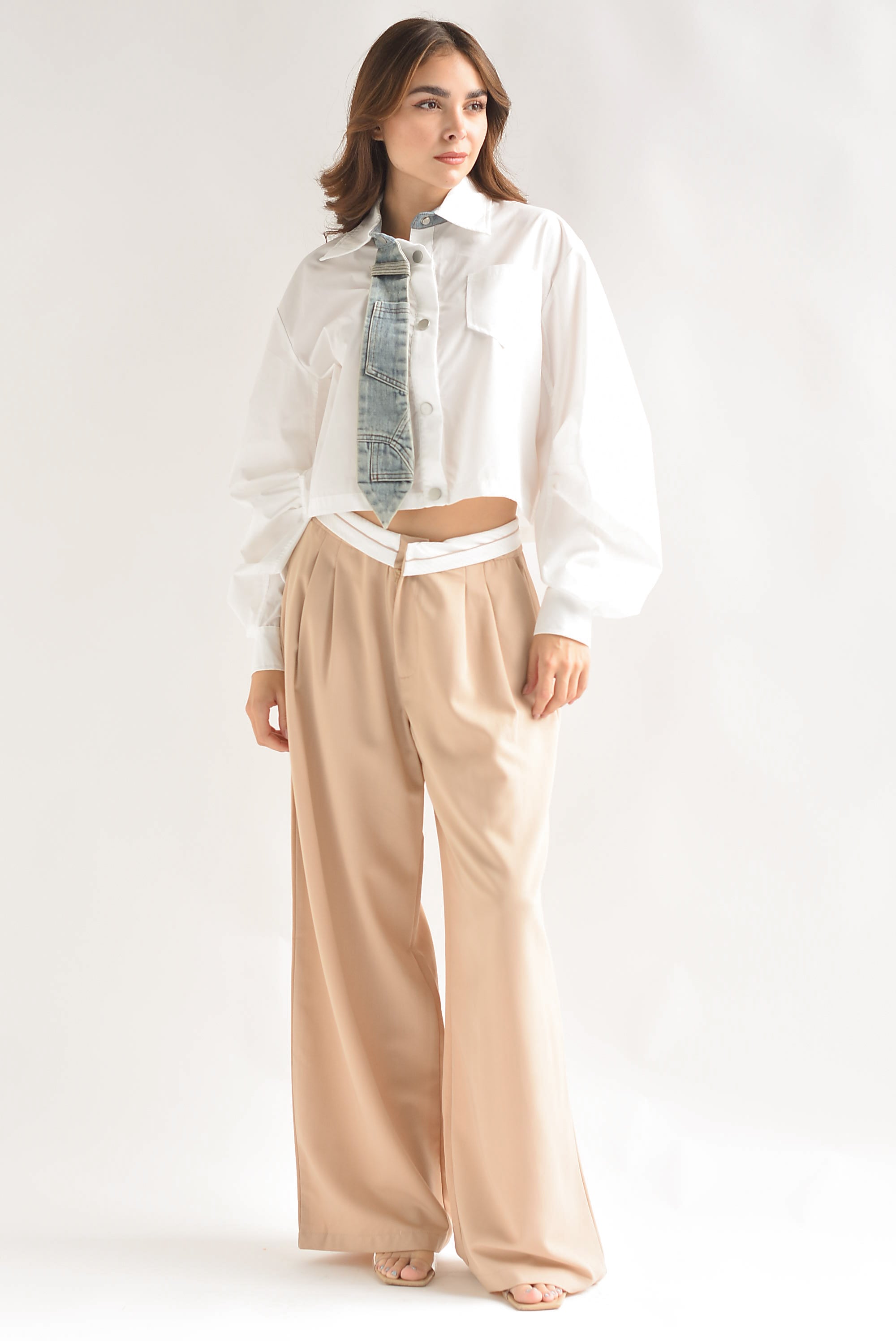 Pantalón sastre pretina doblada Kaki