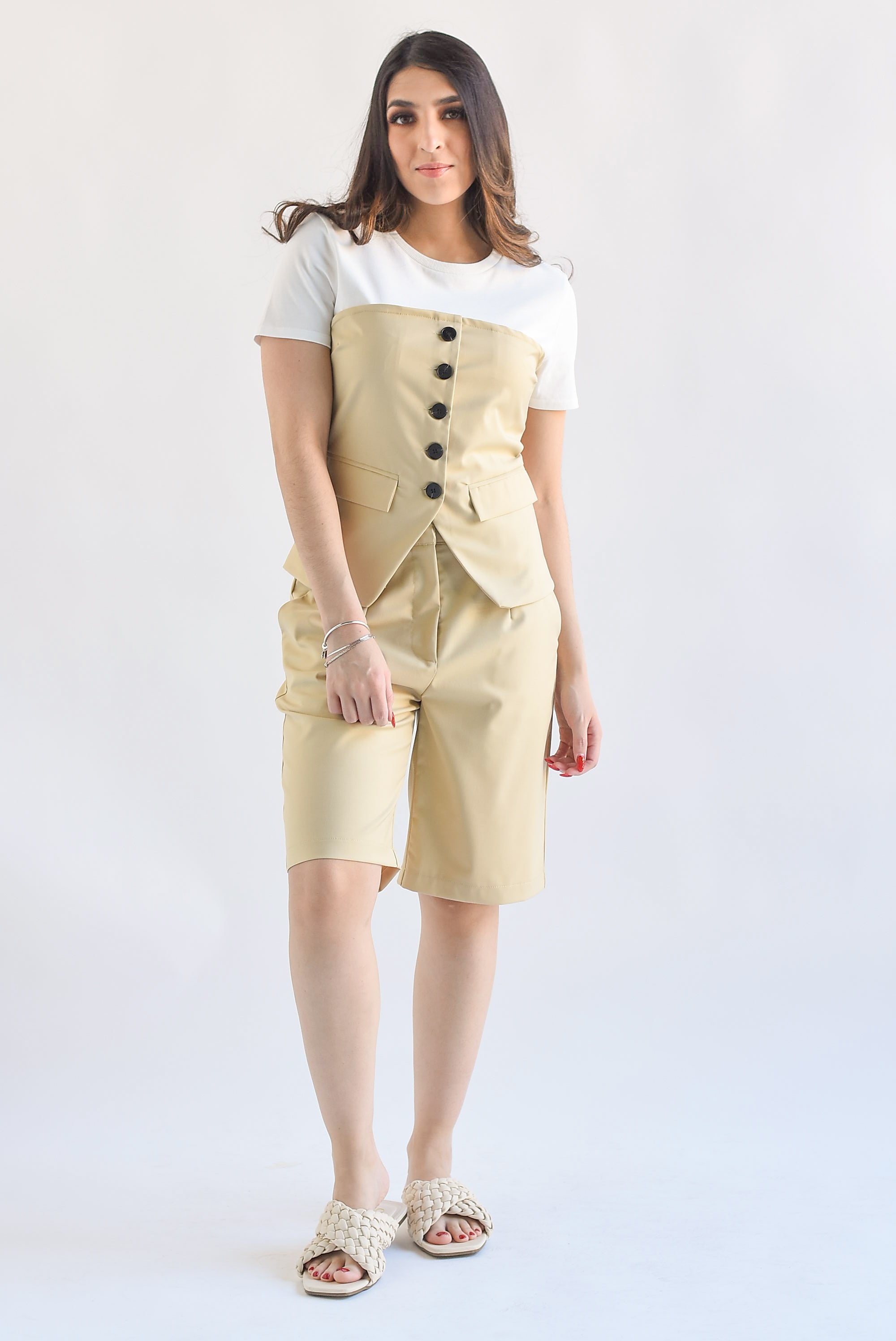 Set Short largo y Top T-Shirt Kaki