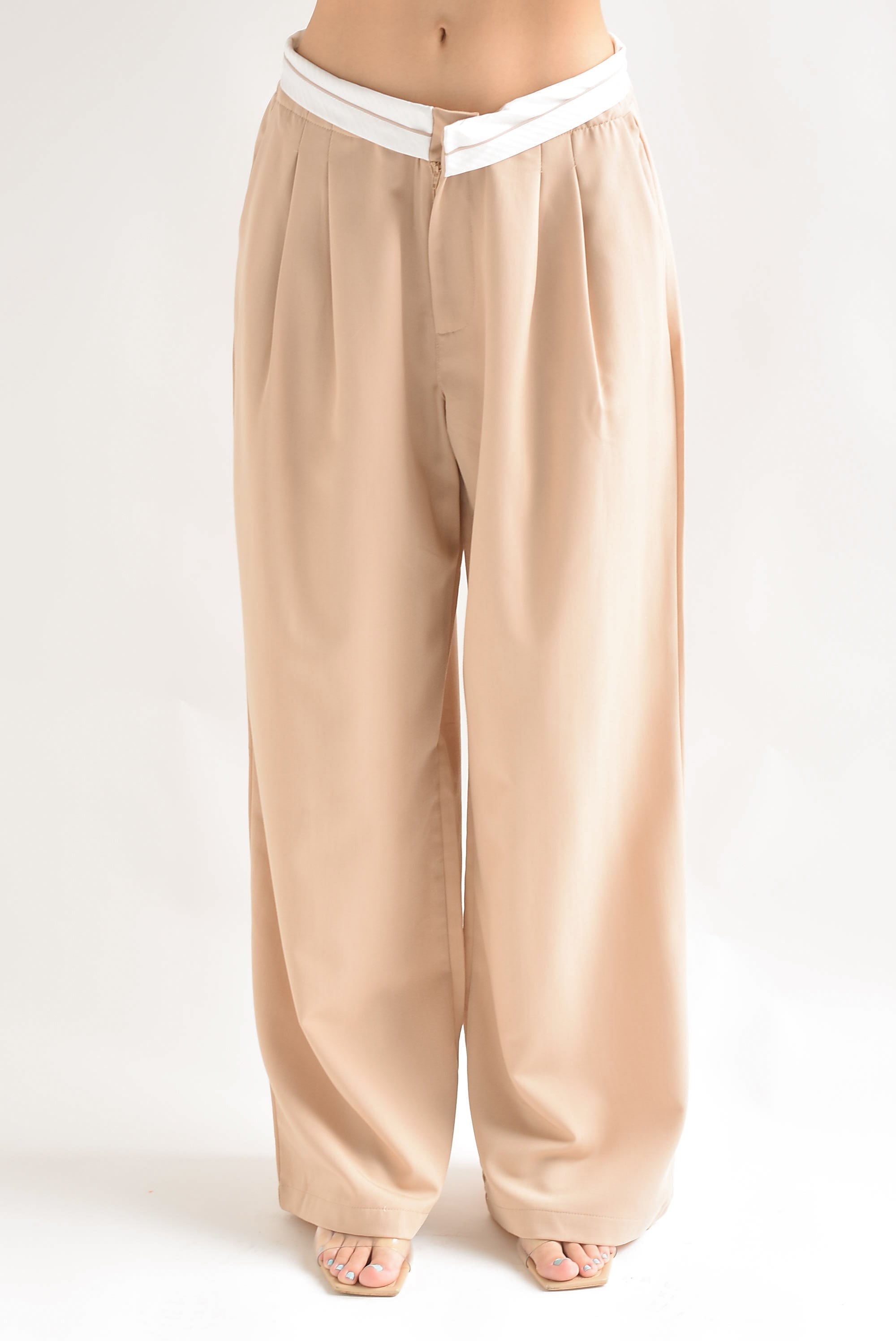 Pantalón sastre pretina doblada Kaki