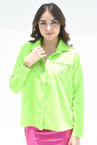 Fashion Styled Camisa flecos brillos Lime