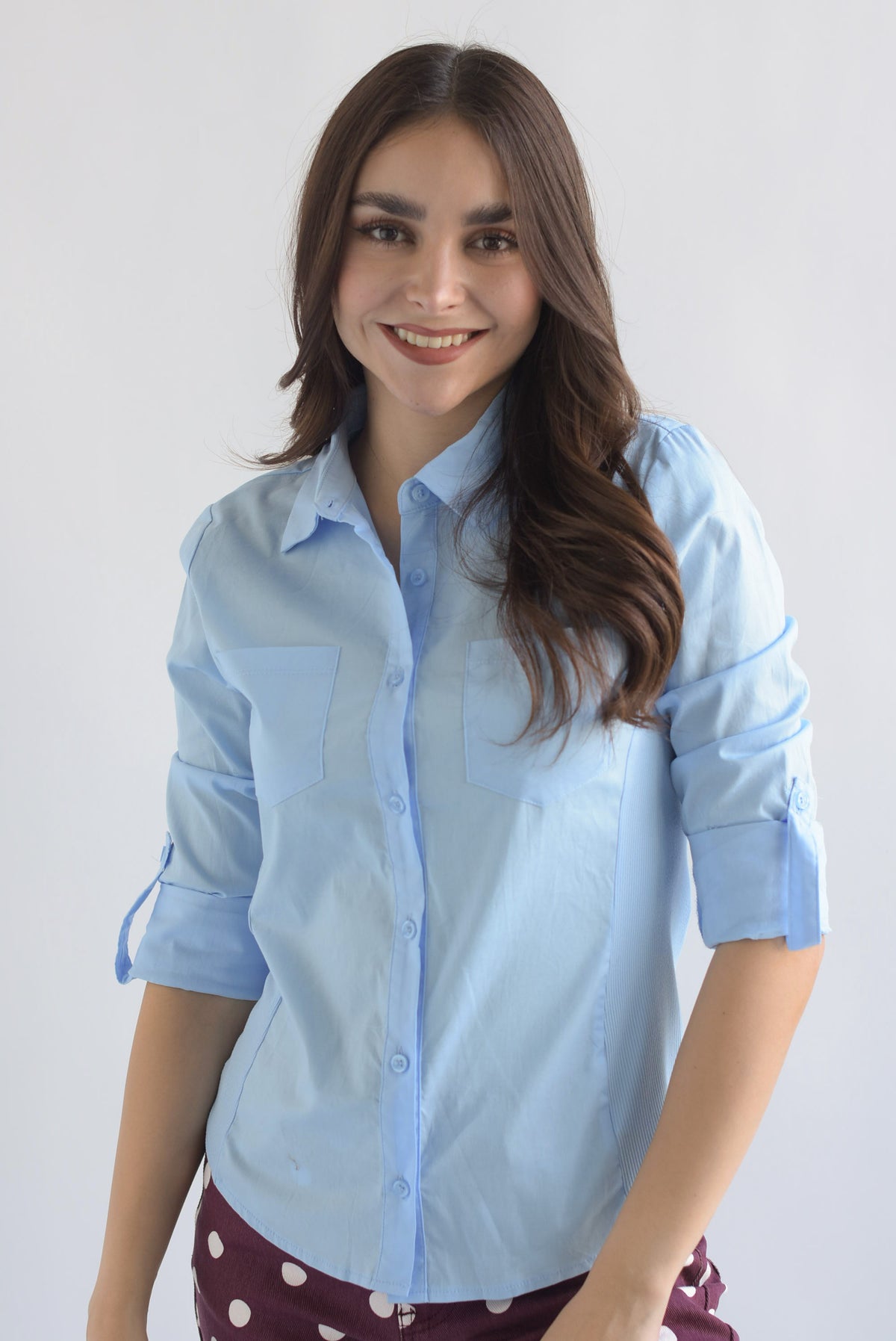Camisa lateral elástico Azul