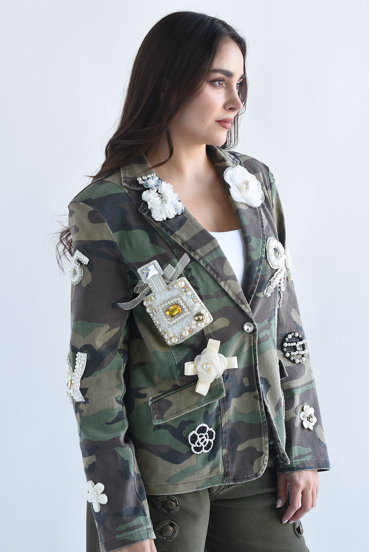 Blazer camuflaje Denim parches