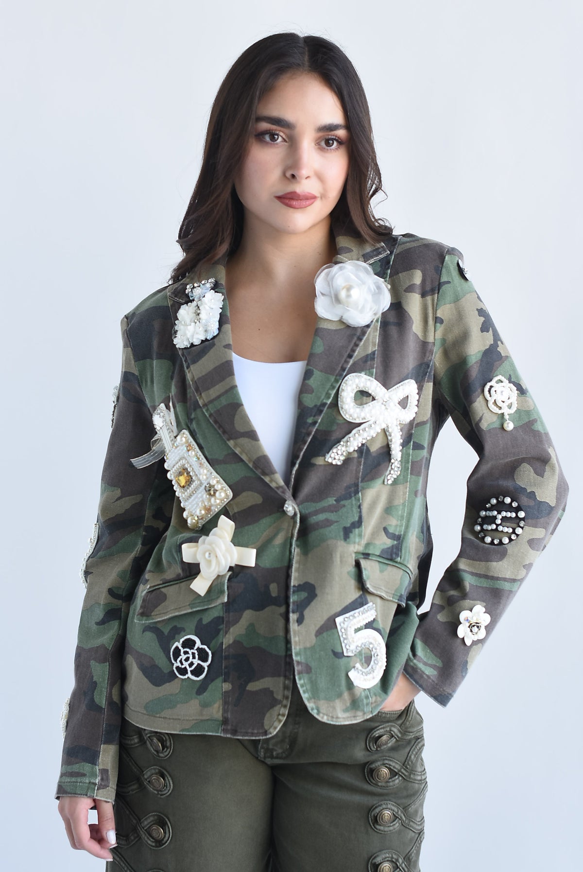 Blazer camuflaje Denim parches
