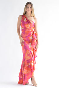 Fashion Styled Vestido asimétrico olanes marmoleado Fiusha