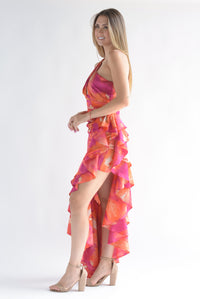 Fashion Styled Vestido asimétrico olanes marmoleado Fiusha