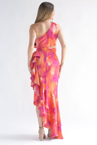 Fashion Styled Vestido asimétrico olanes marmoleado Fiusha