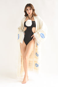 Fashion Styled Ensamble Largo Ojo Turco Crudo