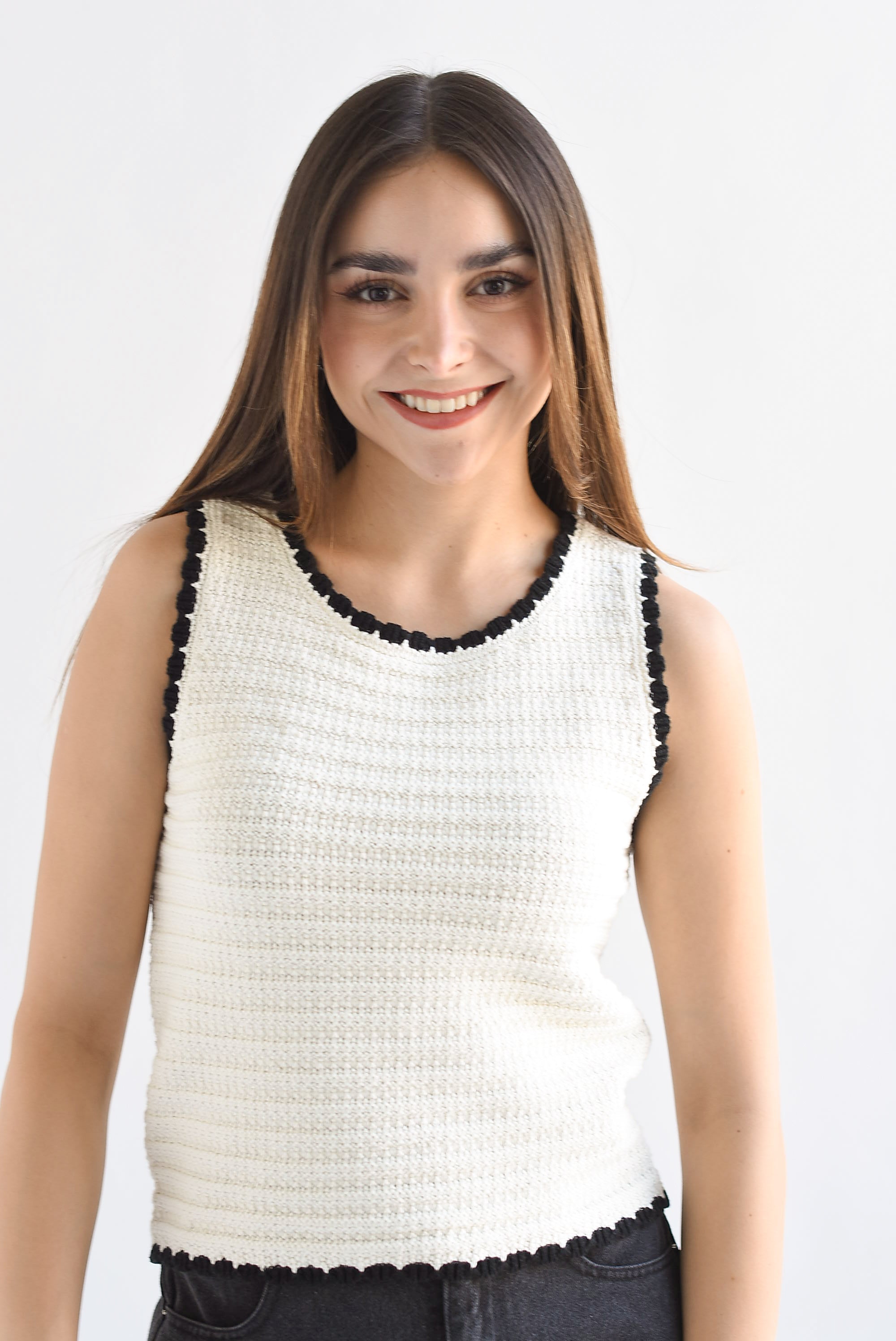 Blusa crochet filos Ivory