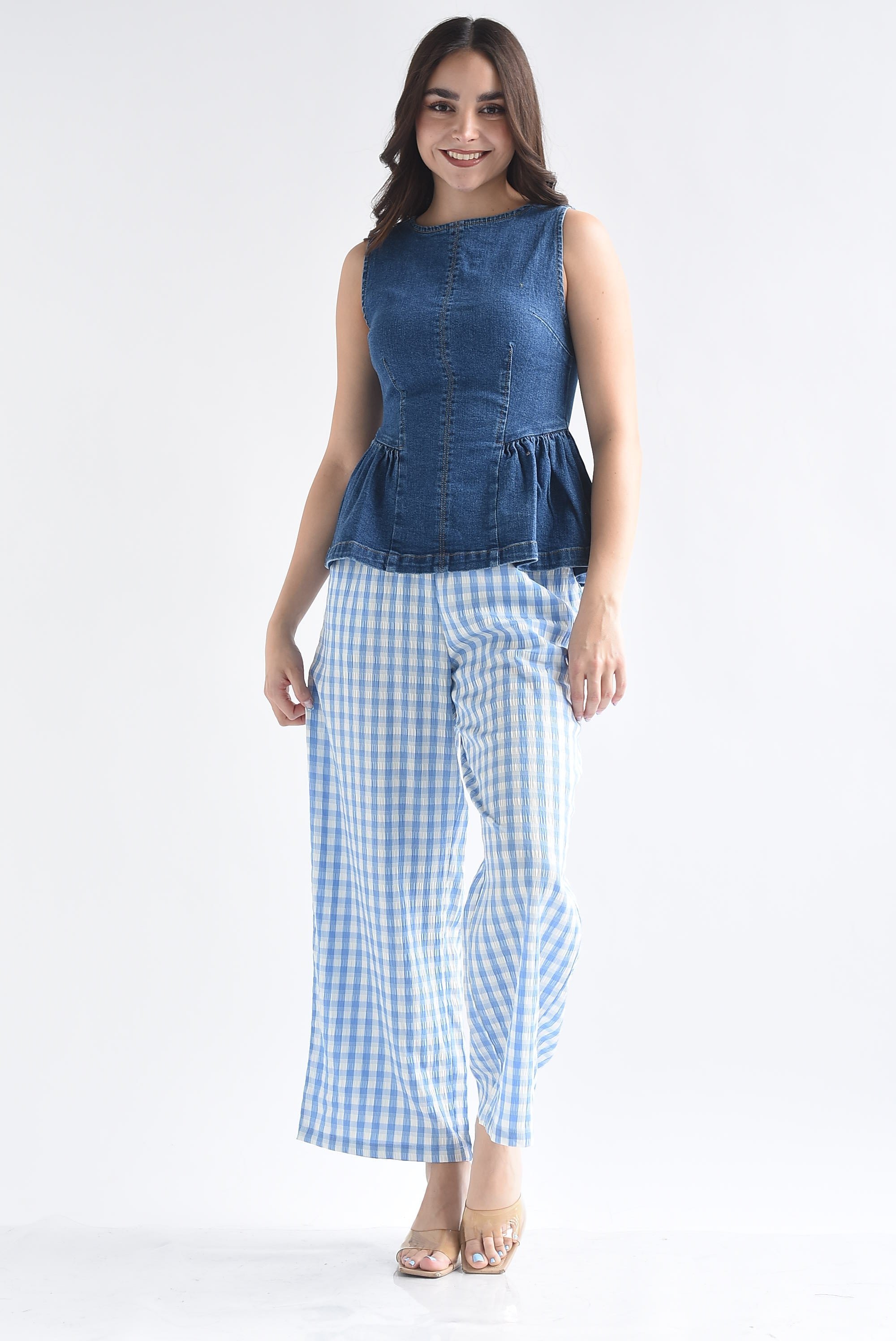 Pantalón cuadro vichy textura