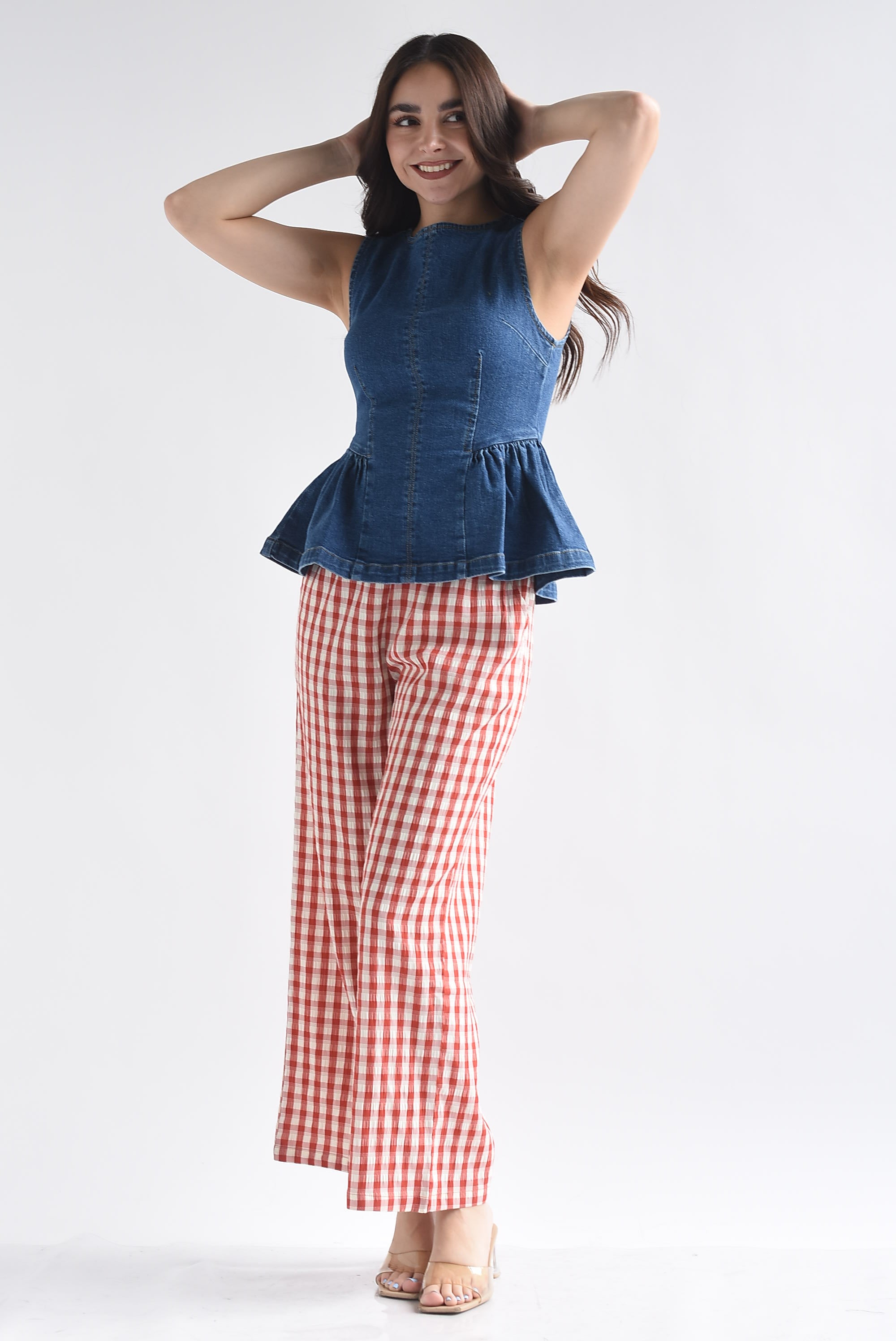 Pantalón cuadro vichy textura