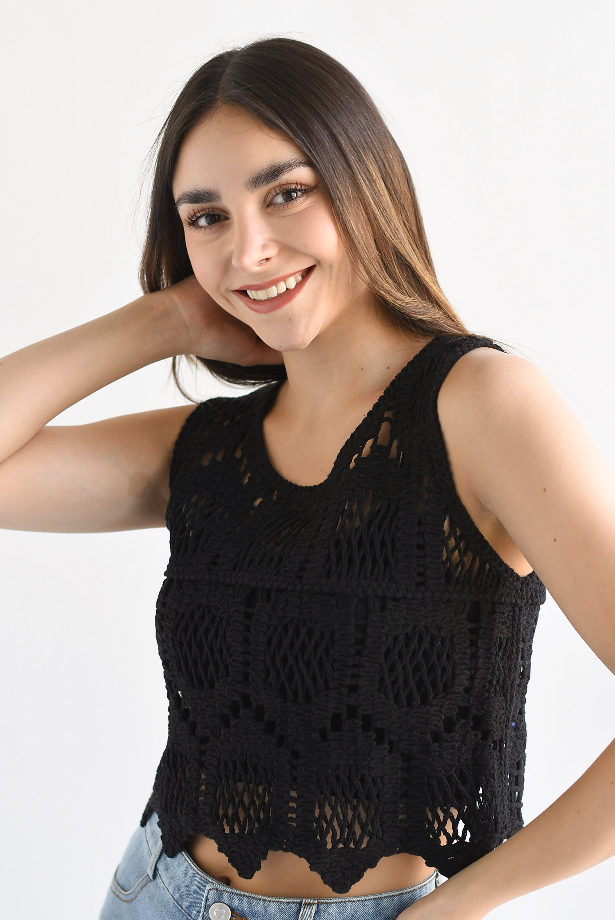 Blusa crochet trenzado Negro – Fashion Styled
