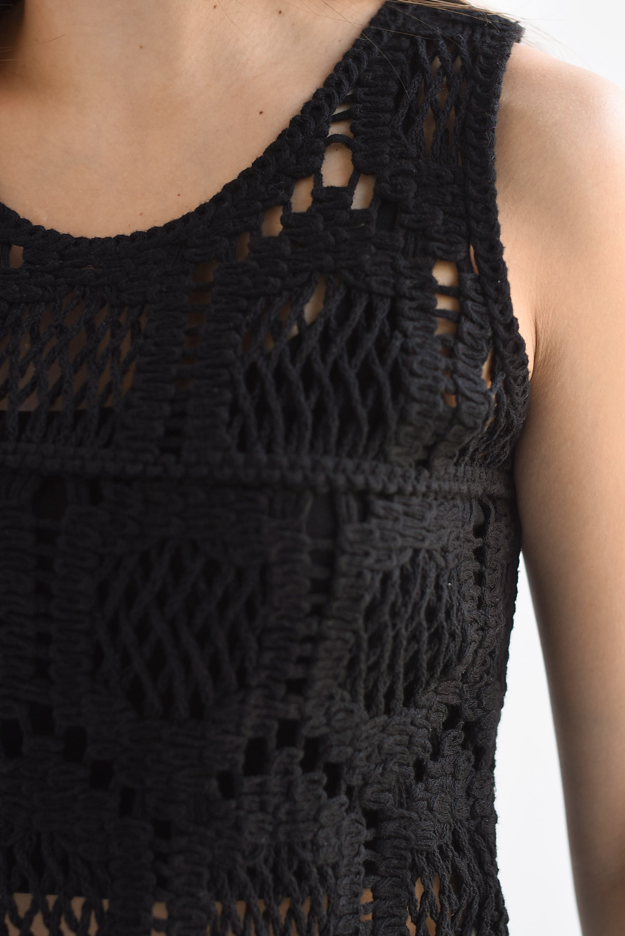 Blusa crochet trenzado Negro