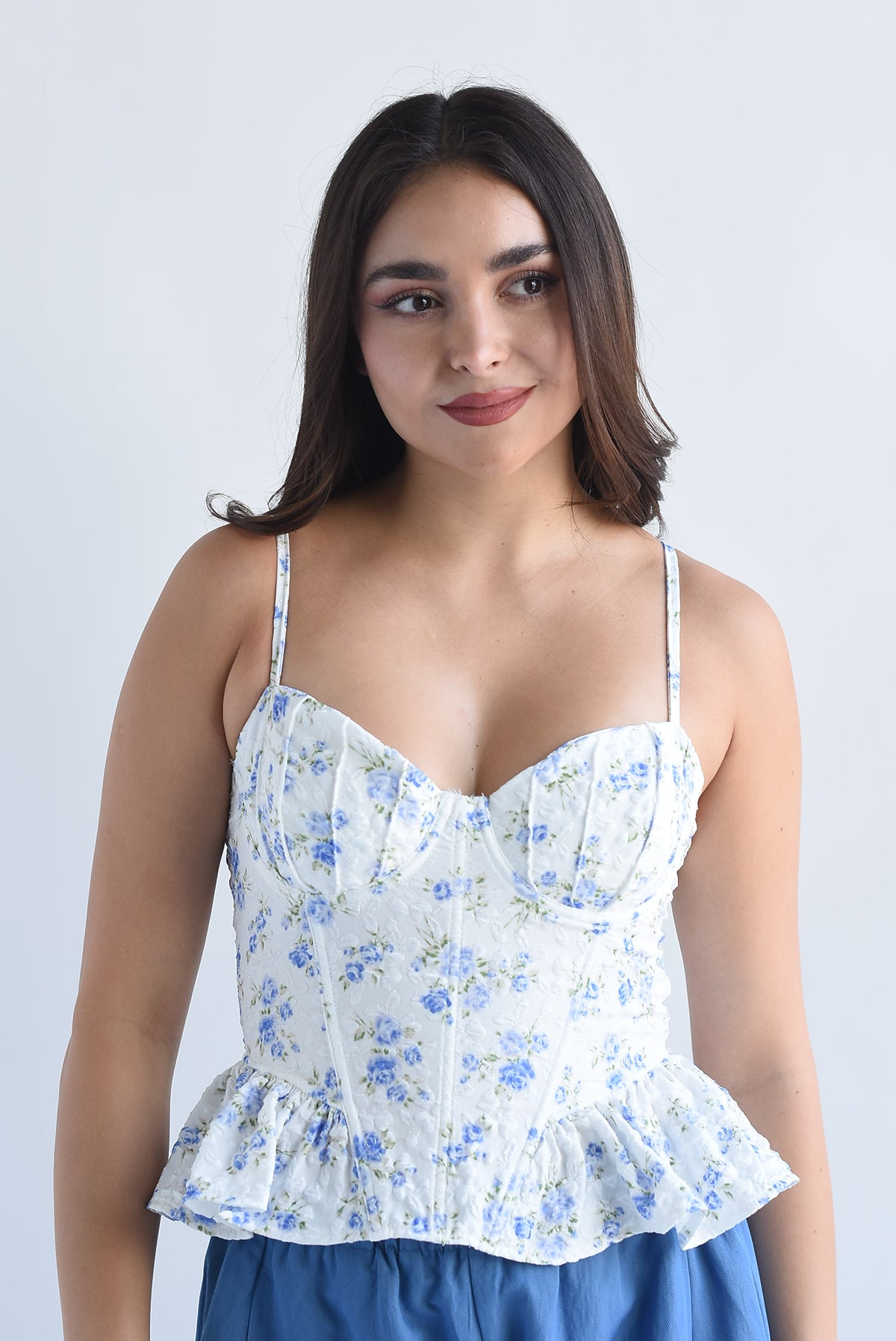 Corset peplum flores