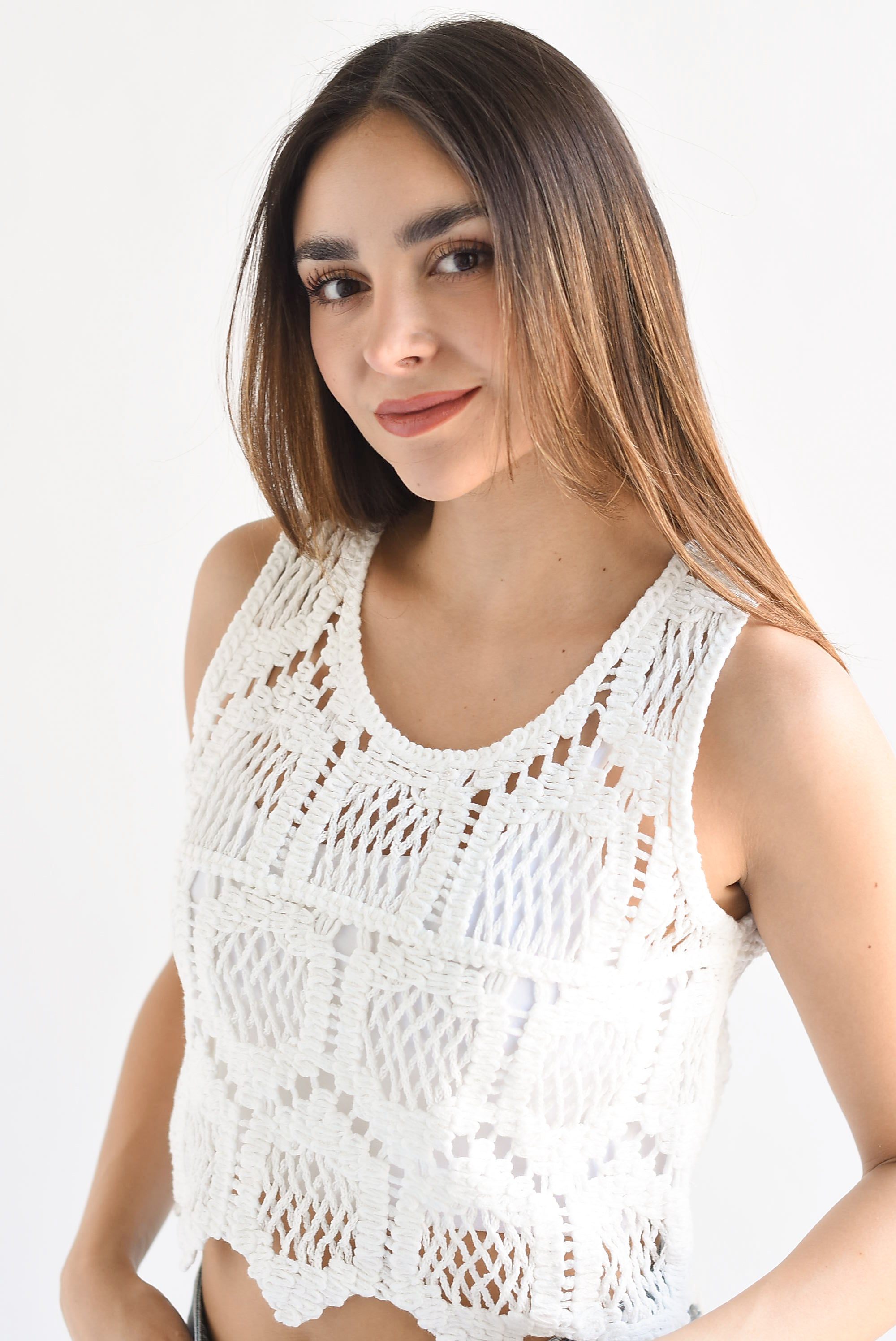 Blusa crochet trenzado Blanco