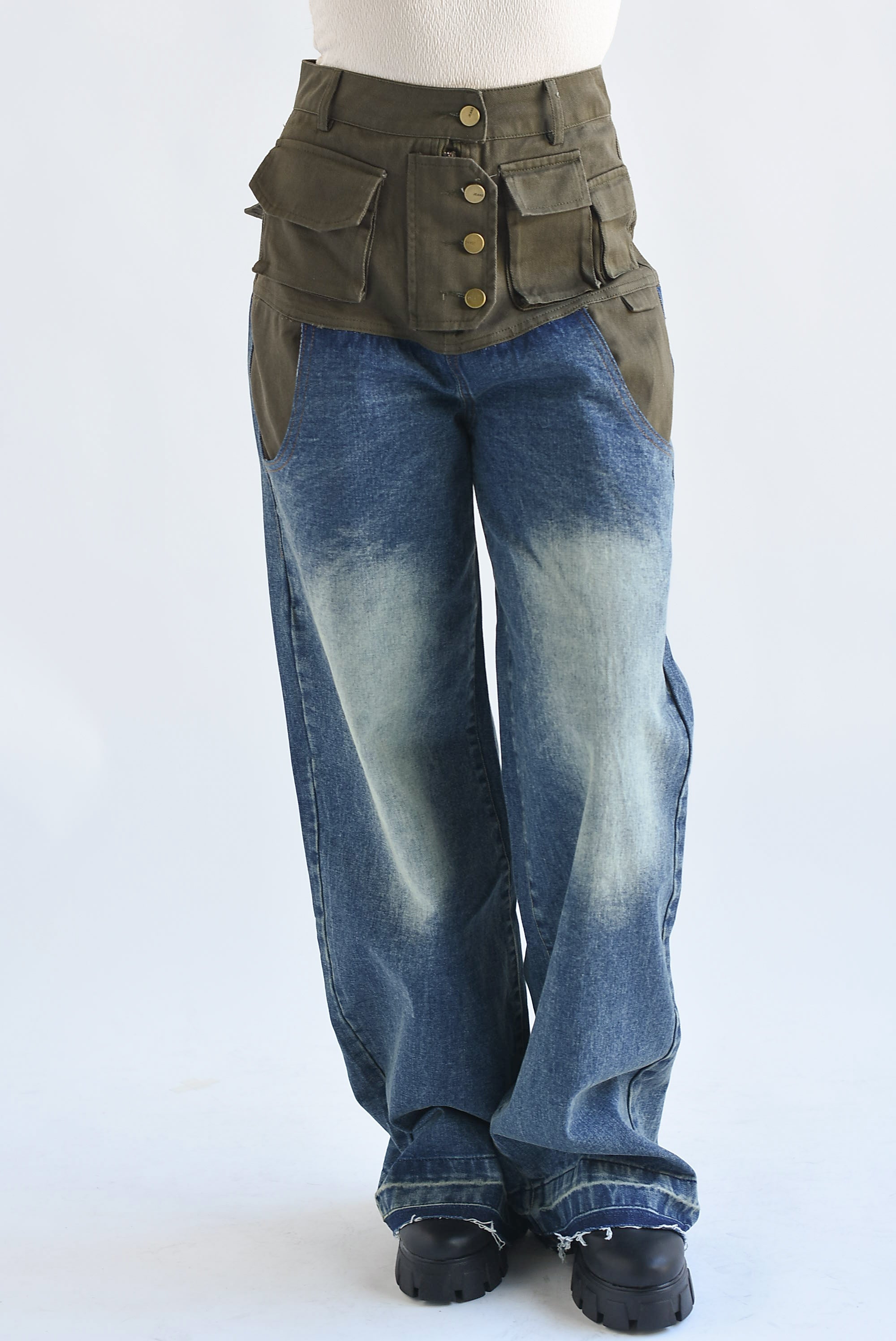 Jeans pretina cargo Verde Militar