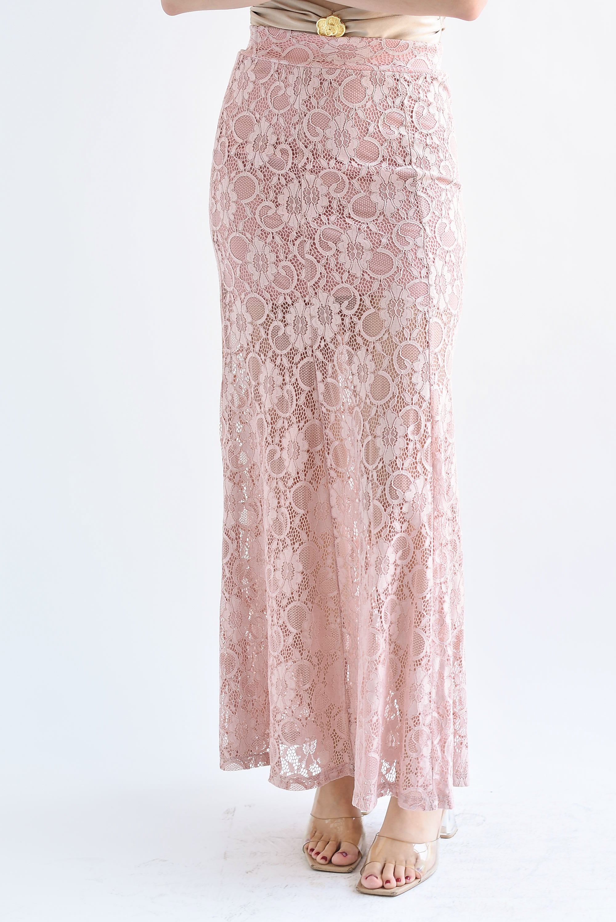 Falda encaje sirena Rosa palo