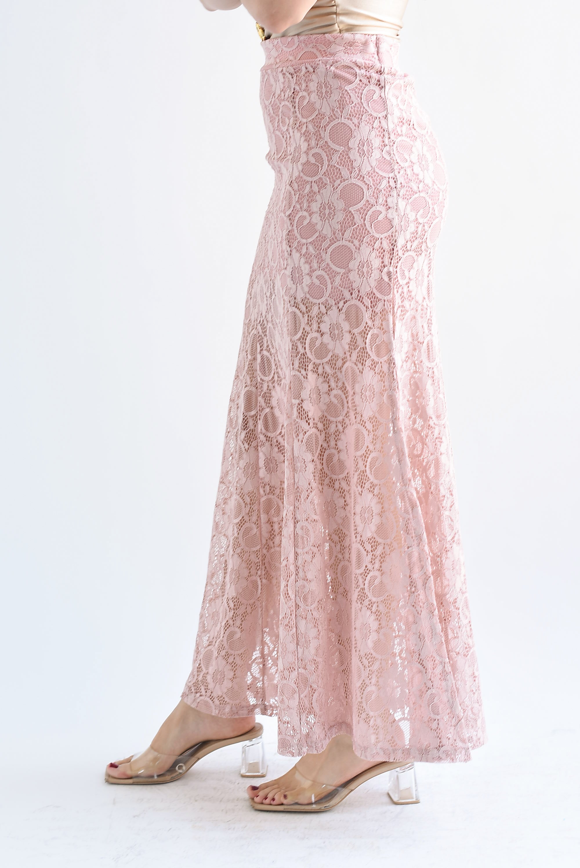 Falda encaje sirena Rosa palo
