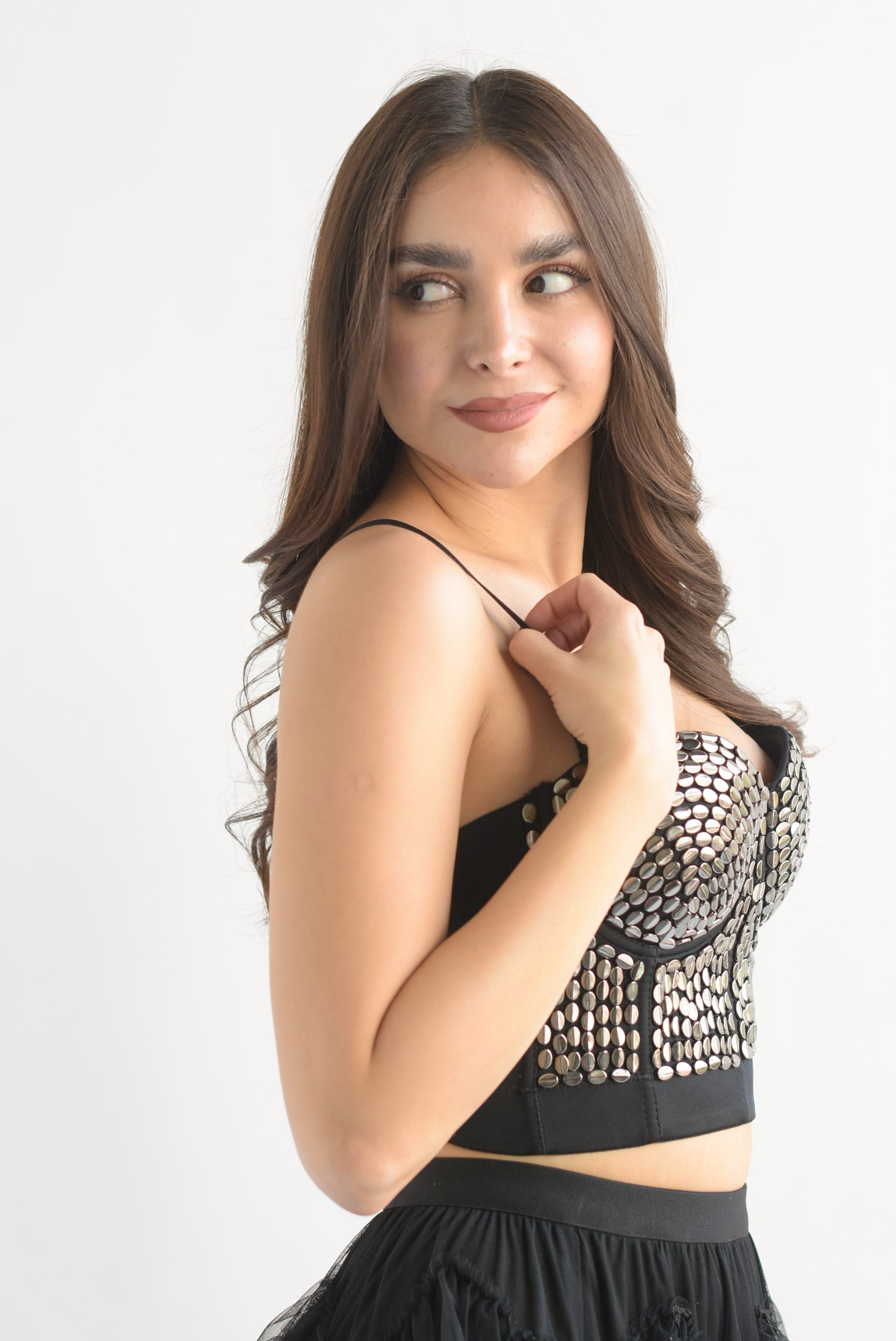 Corset tachas ovaladas Negro