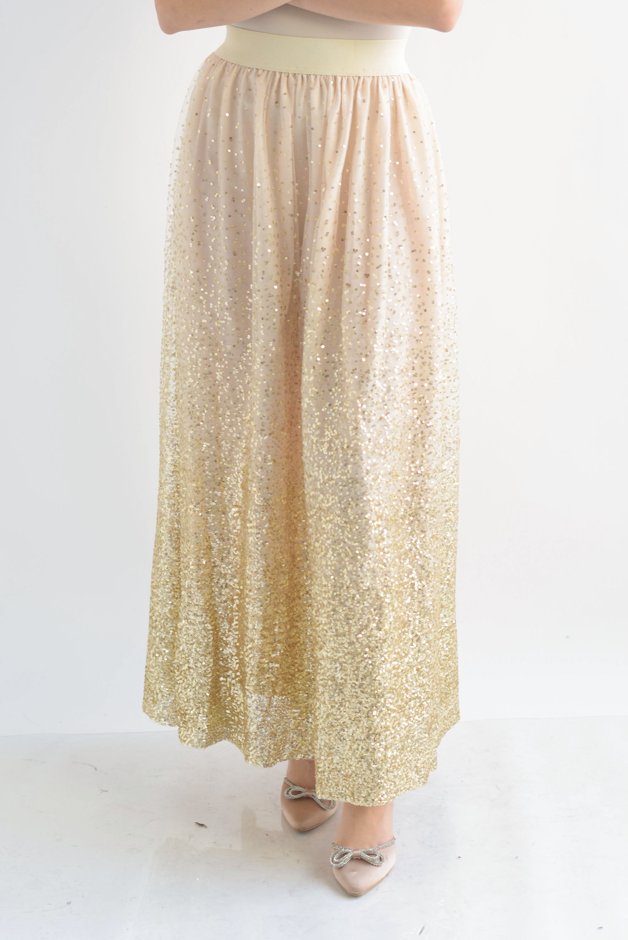 Falda tulle degradado lentejuela Dorada