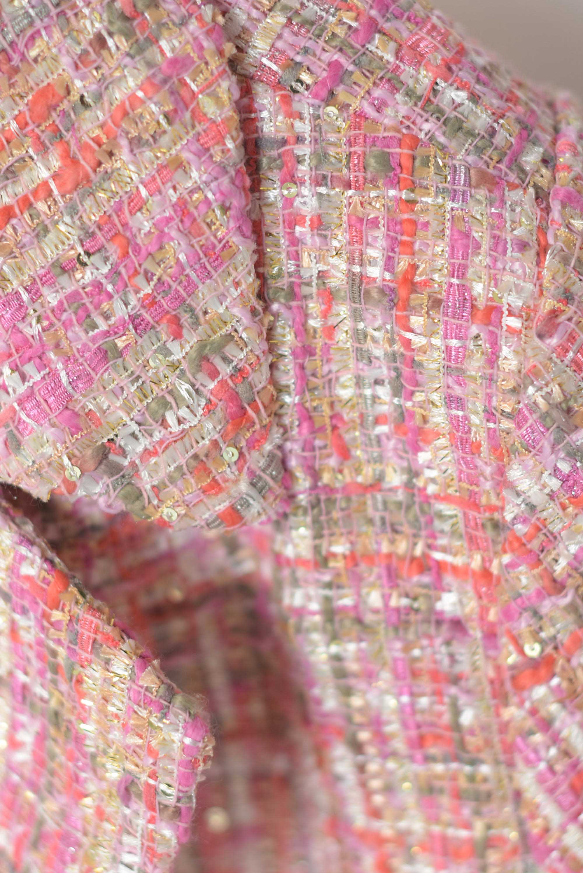 Blazer corto tweed destello lentejuela Rosa