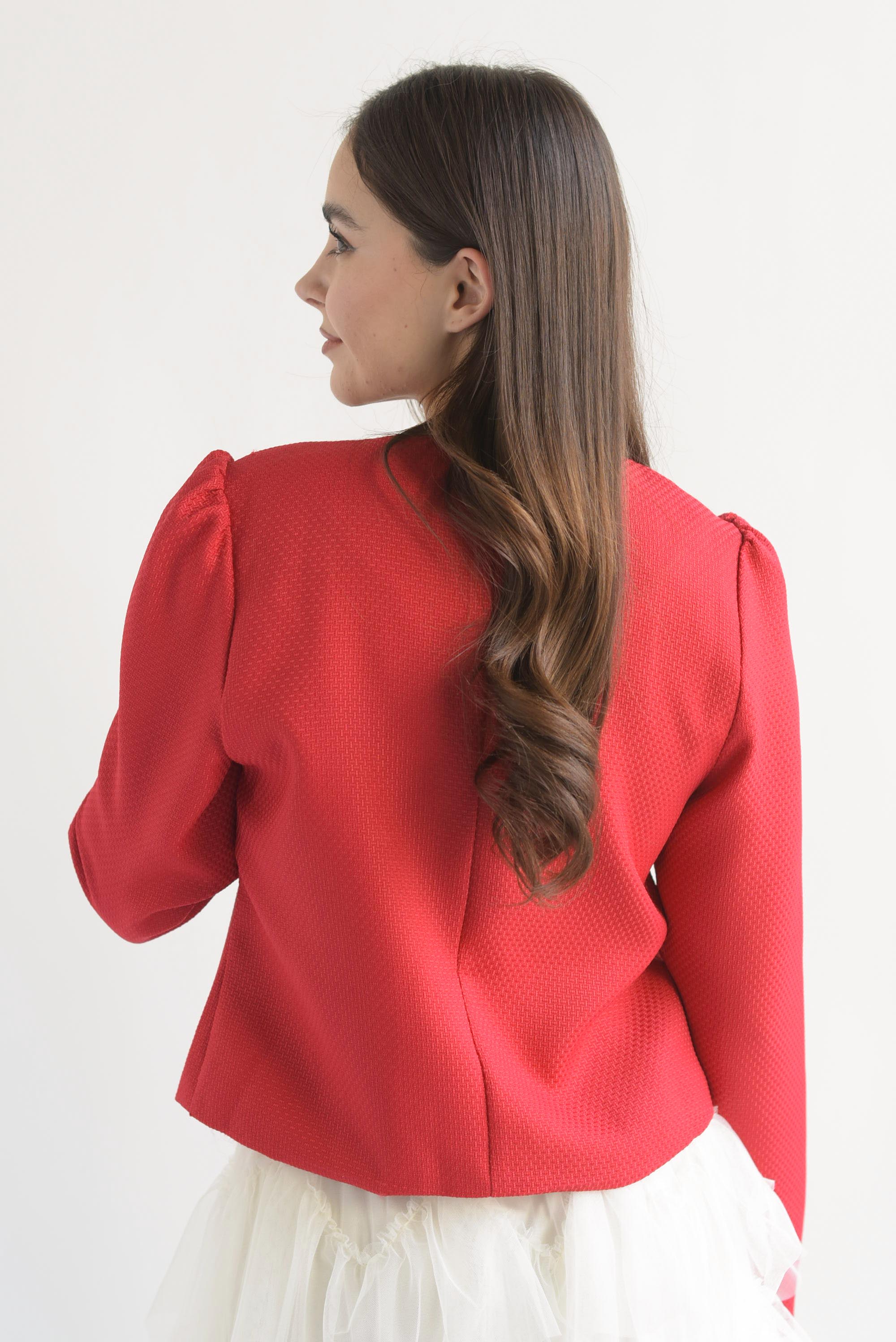 Blazer corto moños brillos Rojo