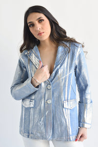 Fashion Styled Blazer Denim Foil