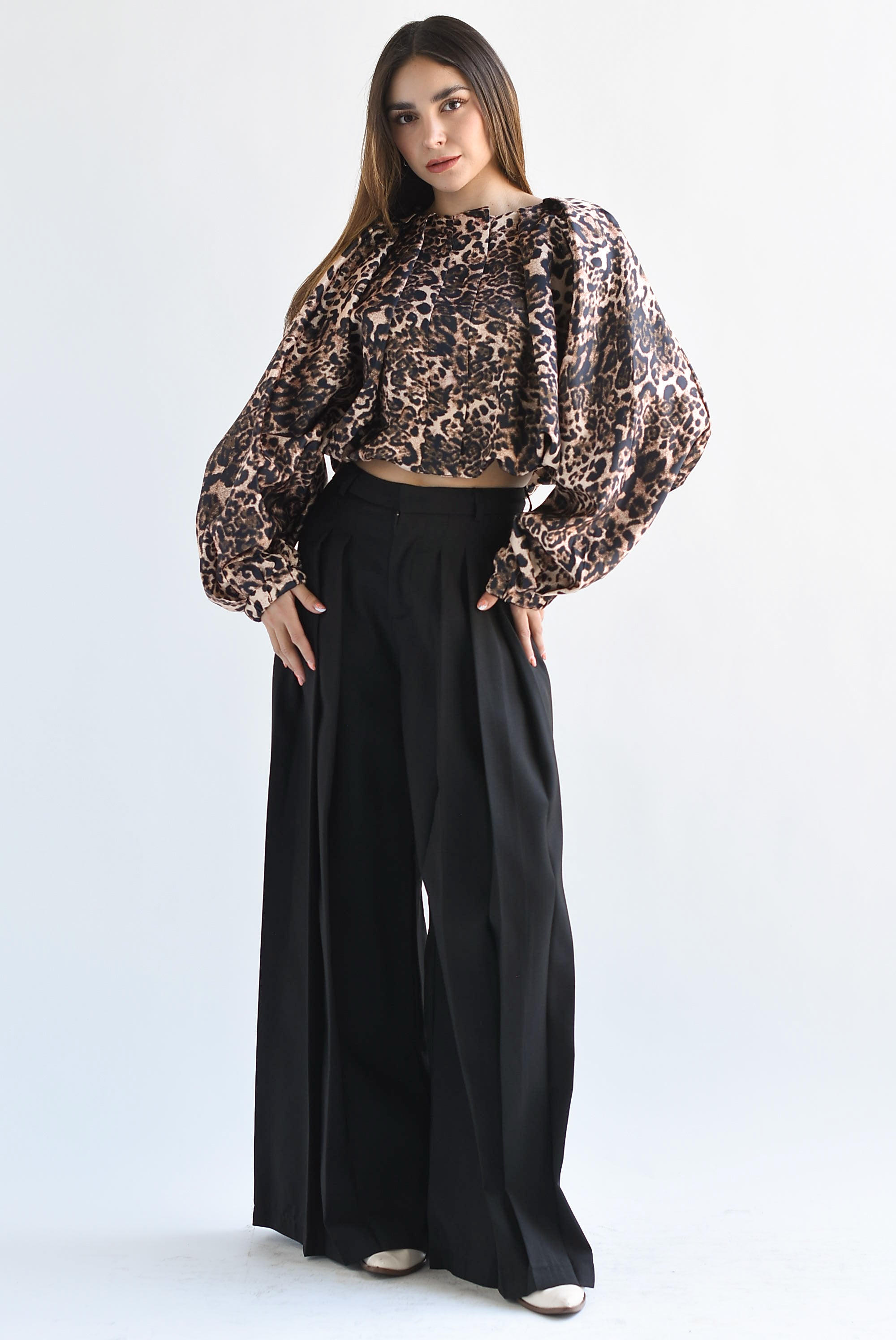 Pantalón de vestir súper wide pinzas Negro