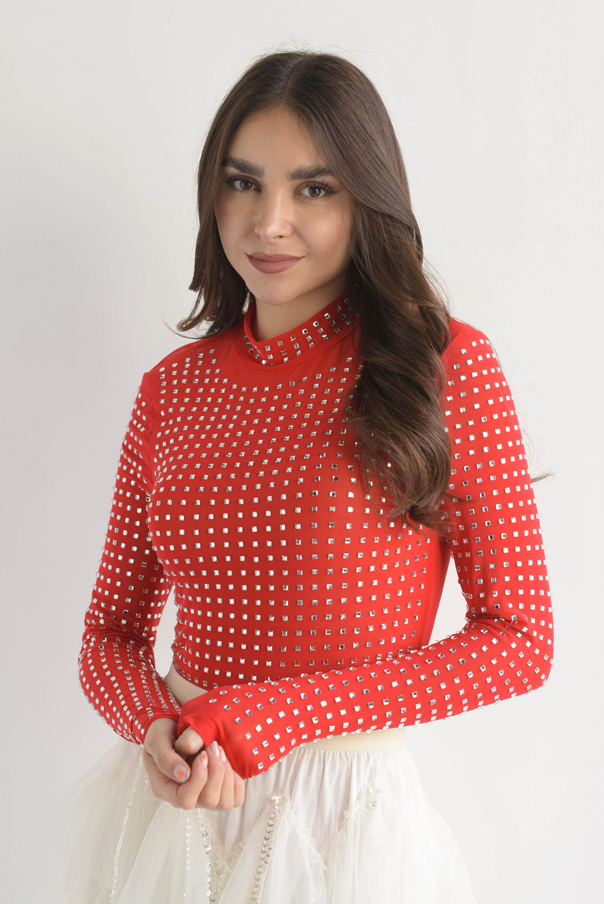 Blusa mesh espejos Rojo