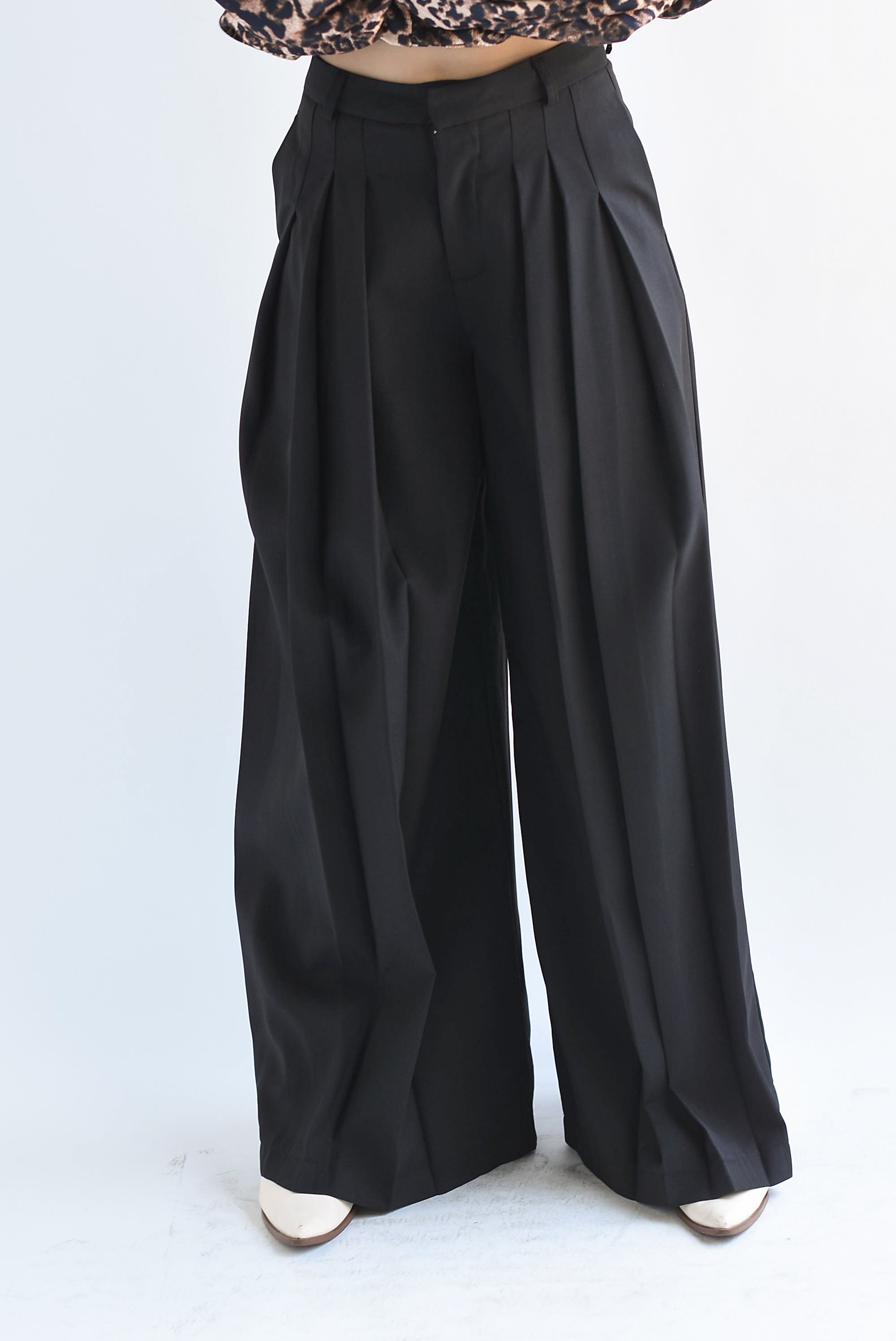 Pantalón de vestir súper wide pinzas Negro