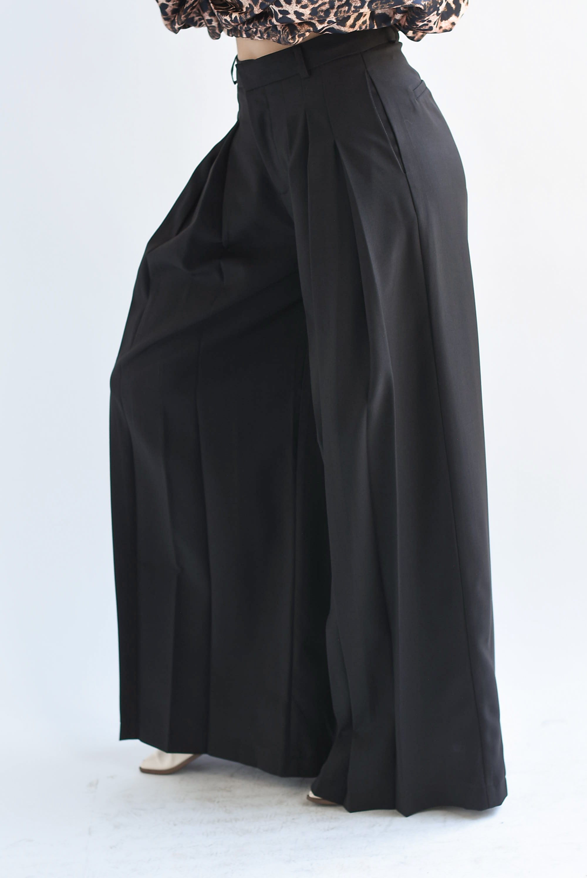 Pantalón de vestir súper wide pinzas Negro