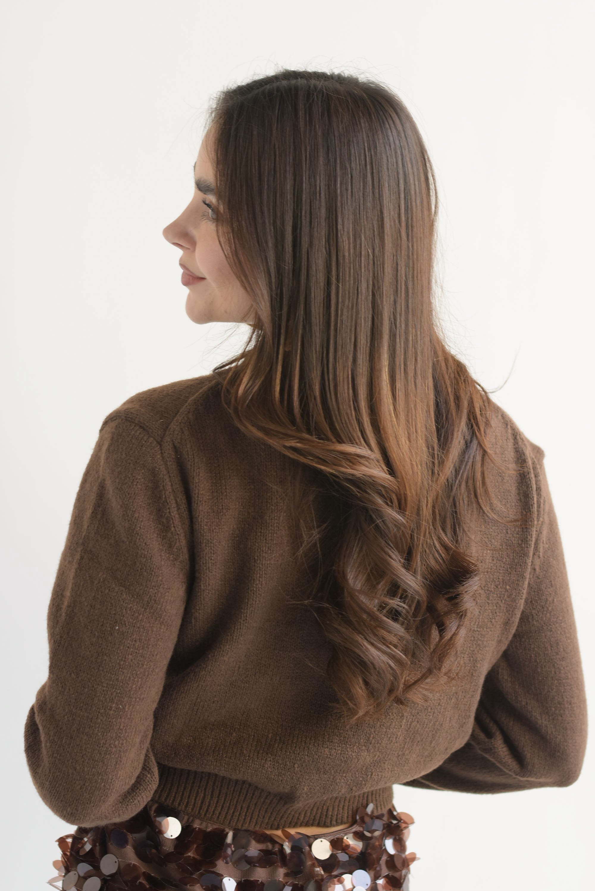 Cárdigan corto punto Café