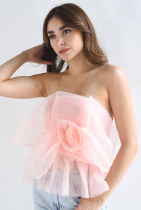 Fashion Styled Top Flor tulle Rosa