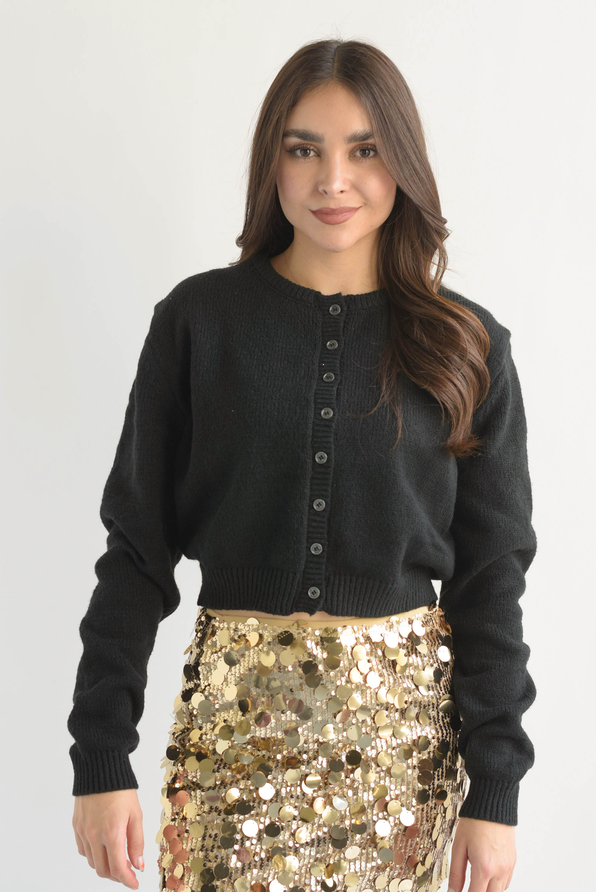 Cárdigan corto punto Negro