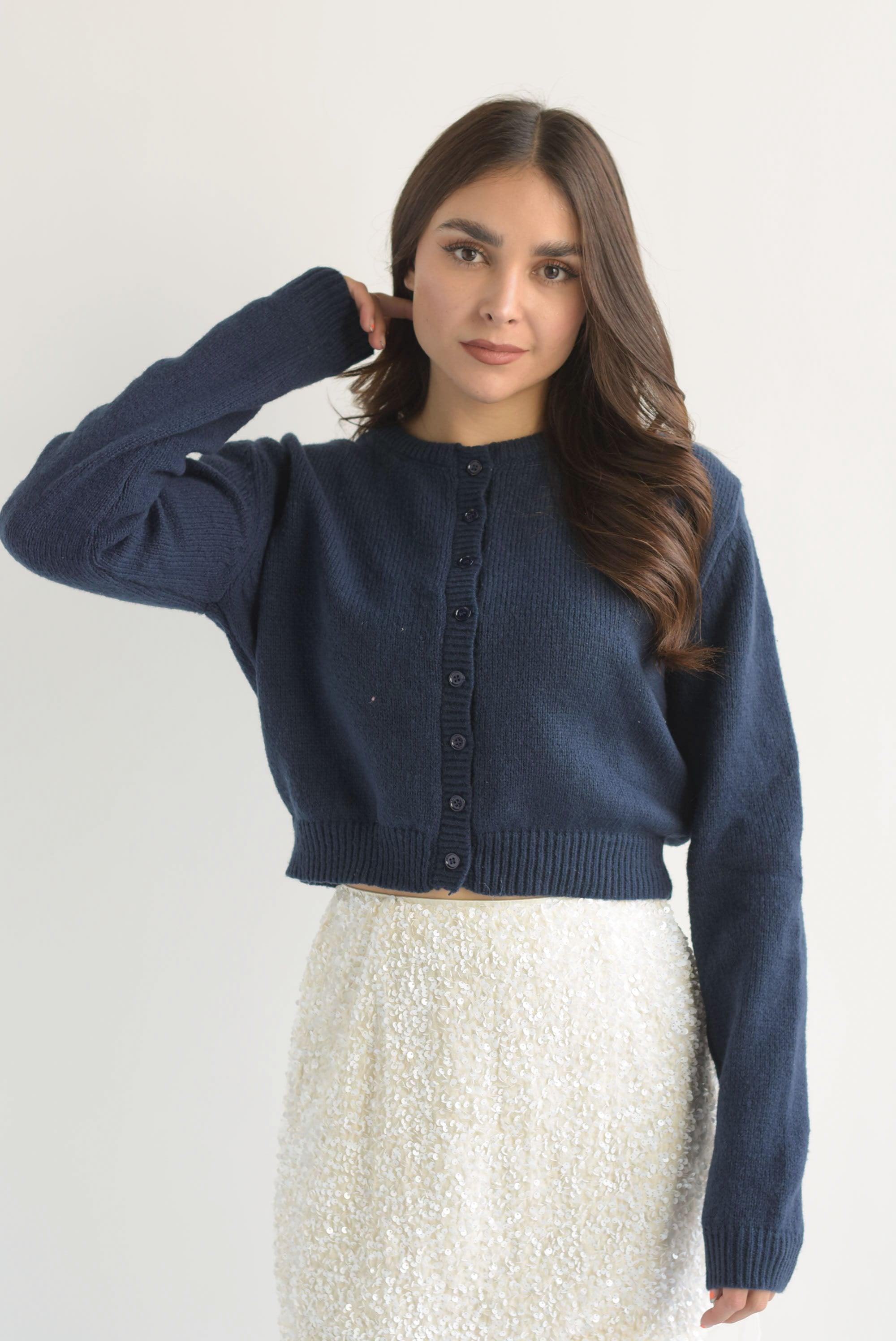 Cárdigan corto punto Azul Marino