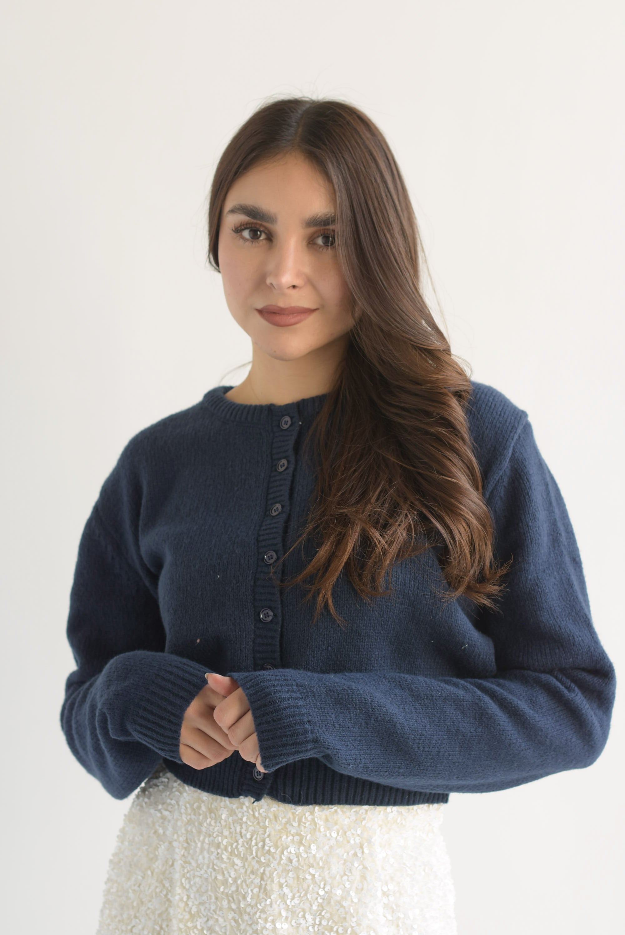 Cárdigan corto punto Azul Marino