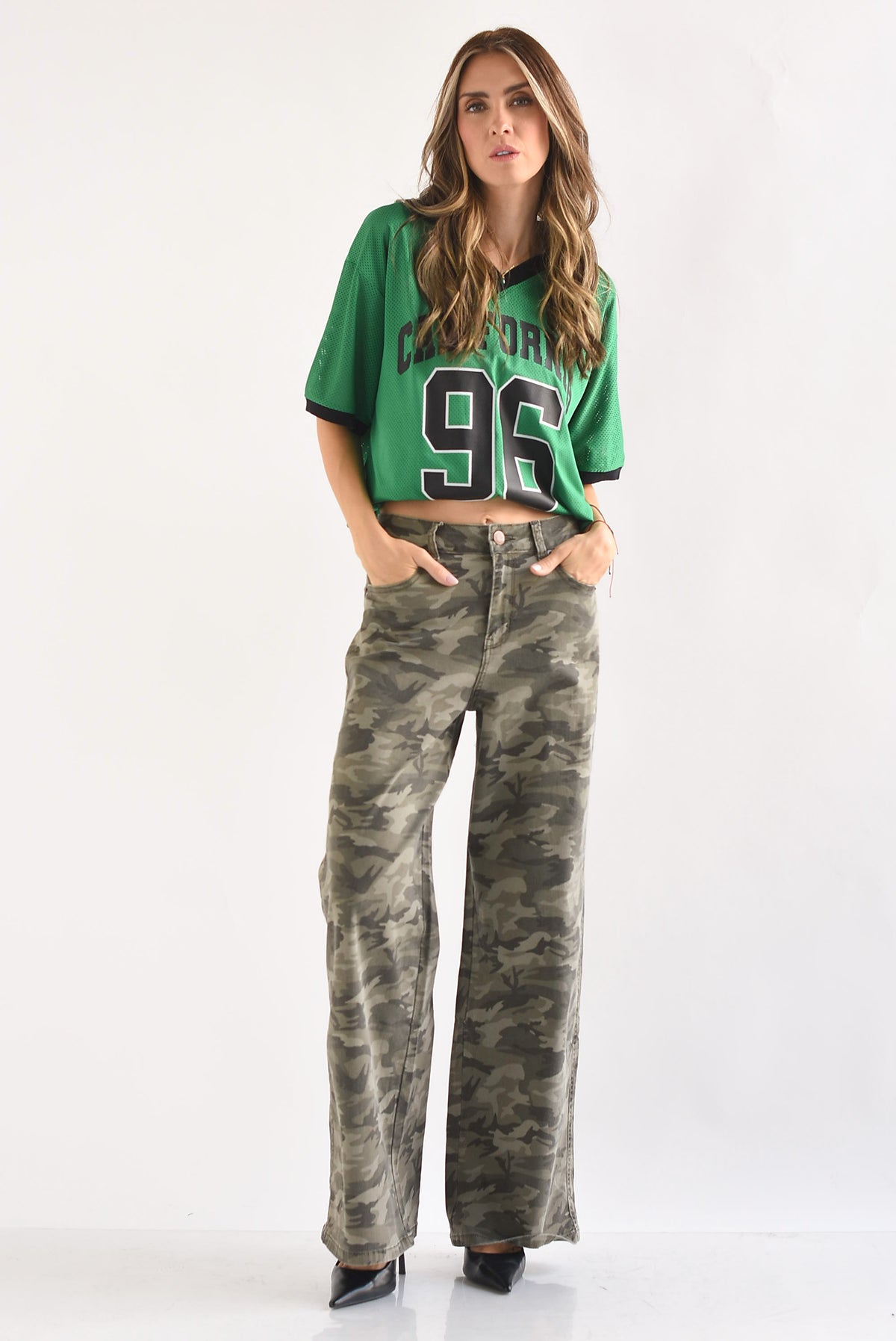 Jeans wide camuflaje