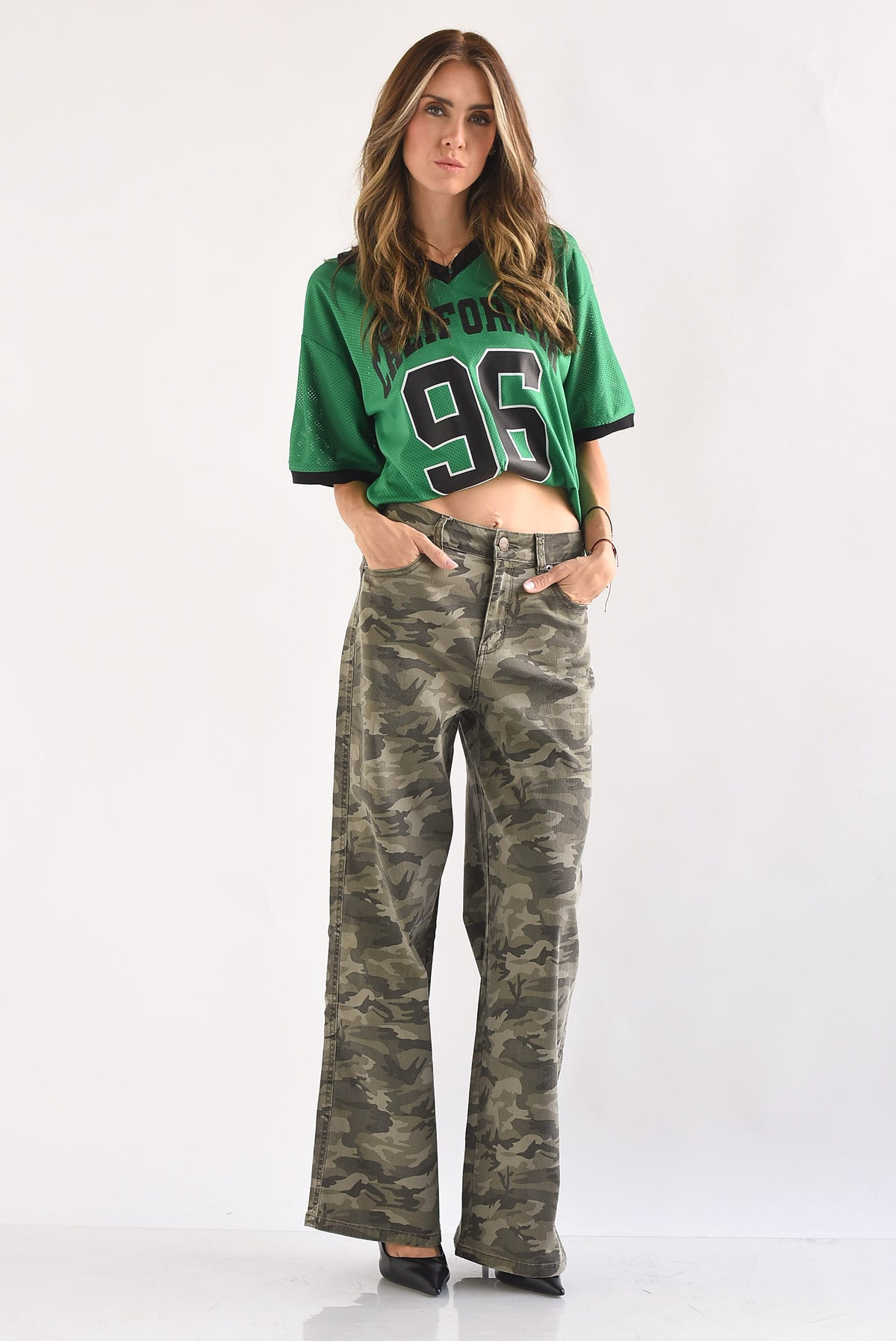 Jeans wide camuflaje