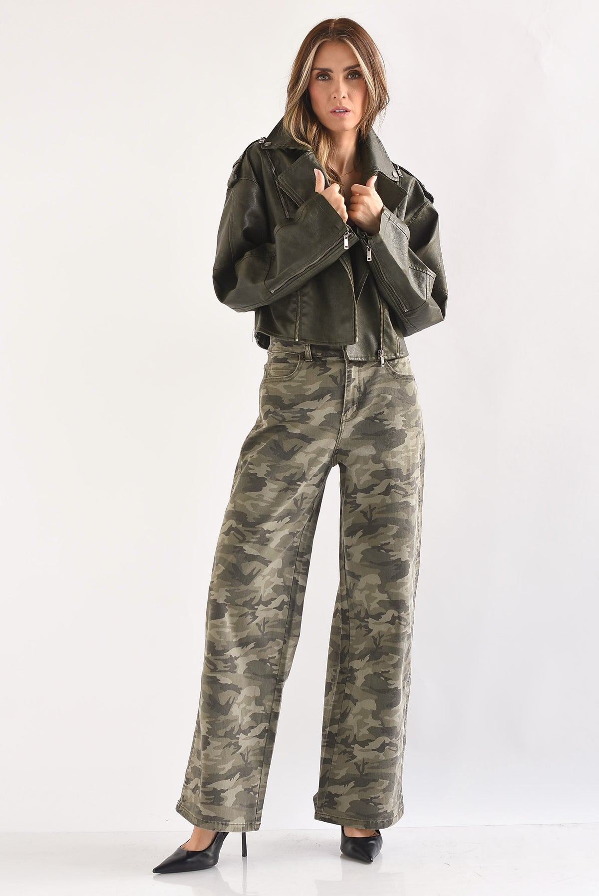 Jeans wide camuflaje