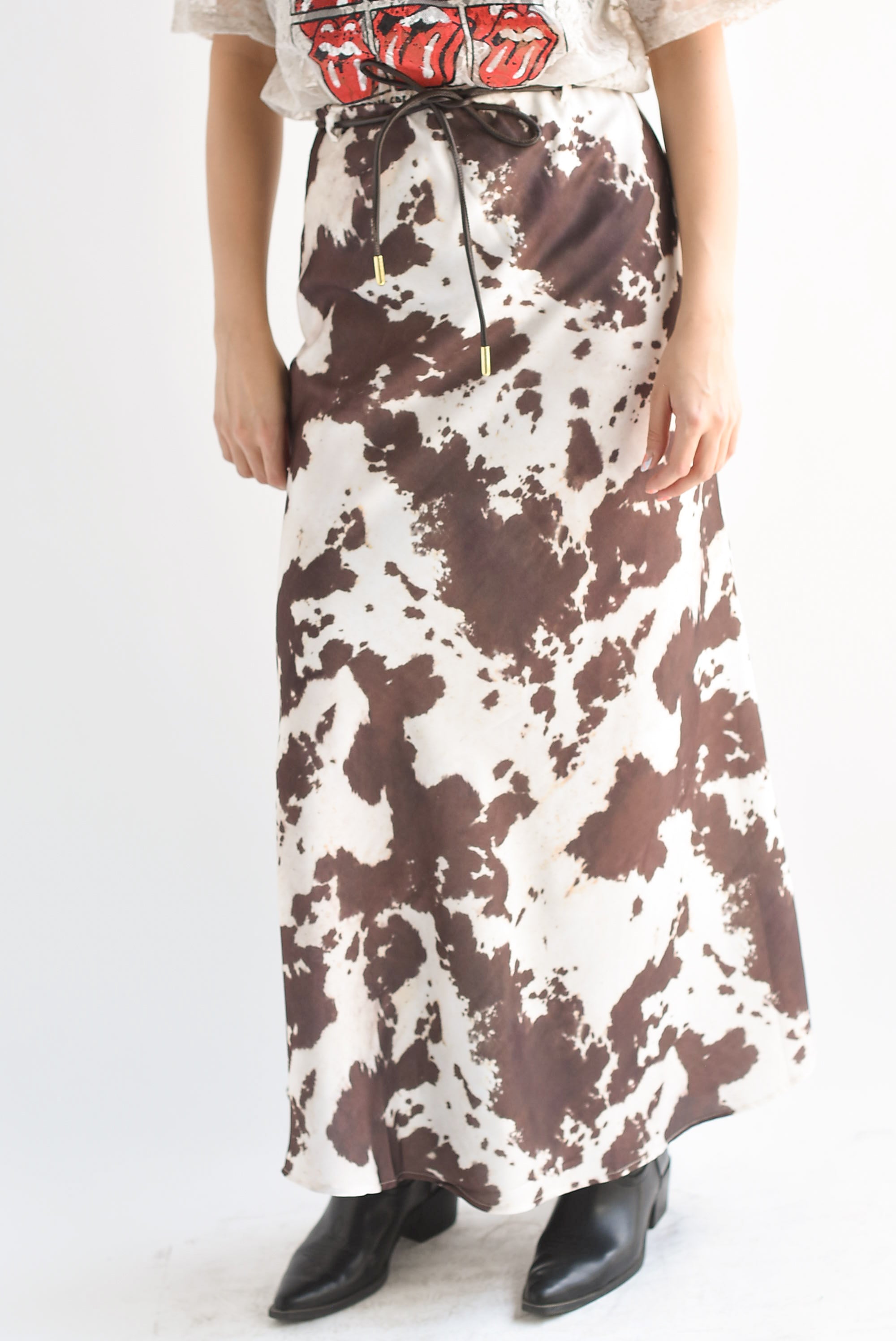 Falda lencera cinta cow Café