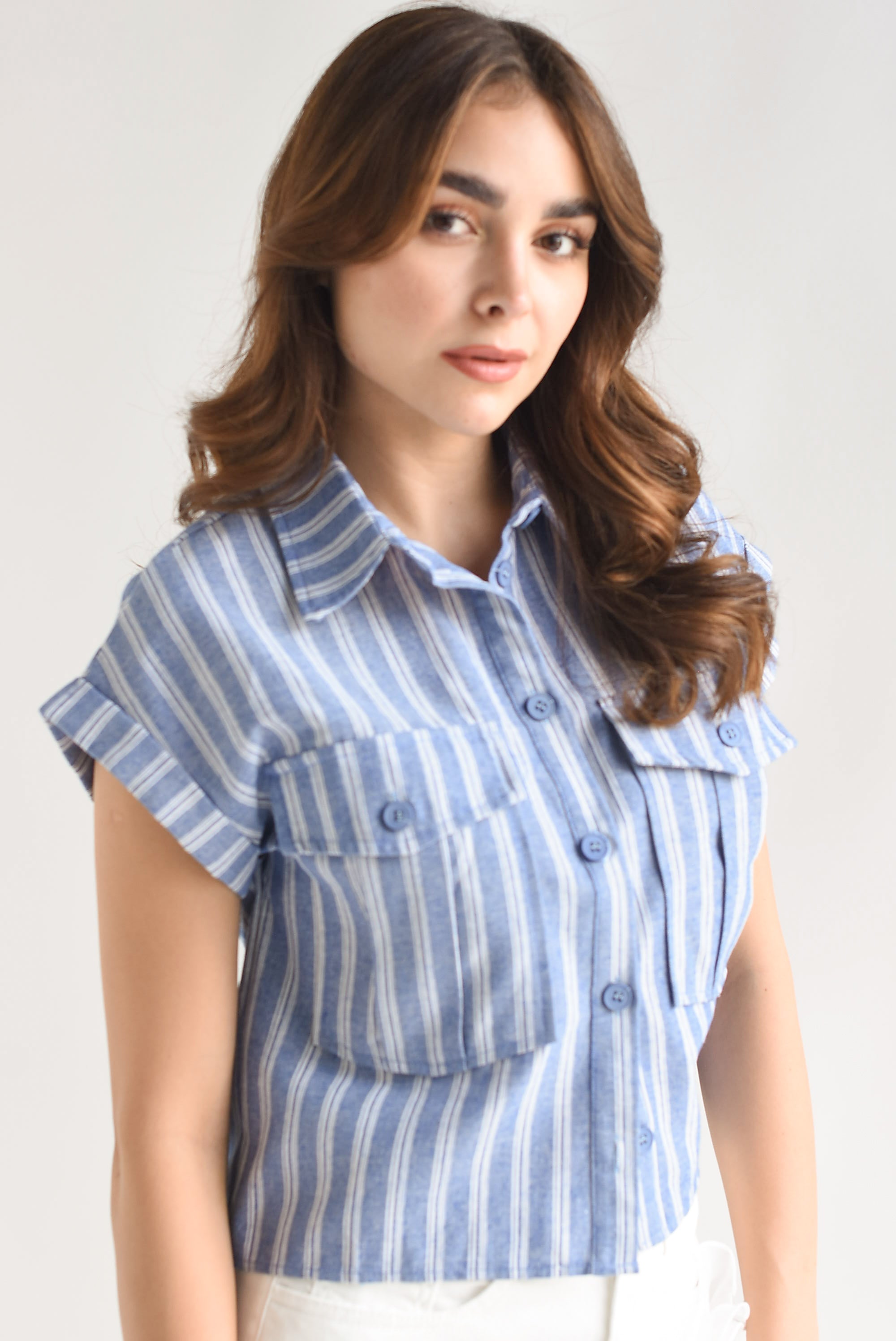 Blusa rayas cargo Azul