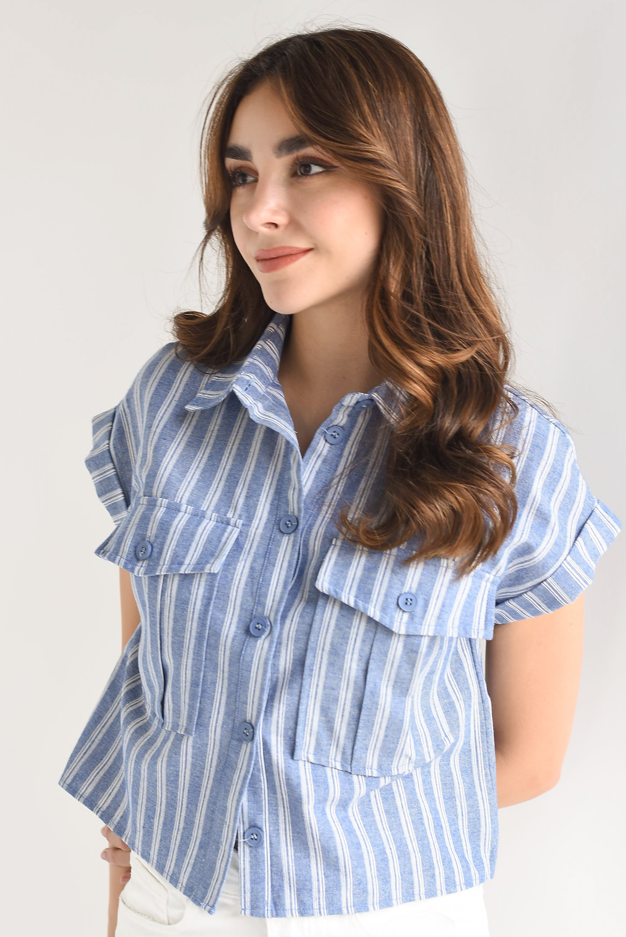 Blusa rayas cargo Azul