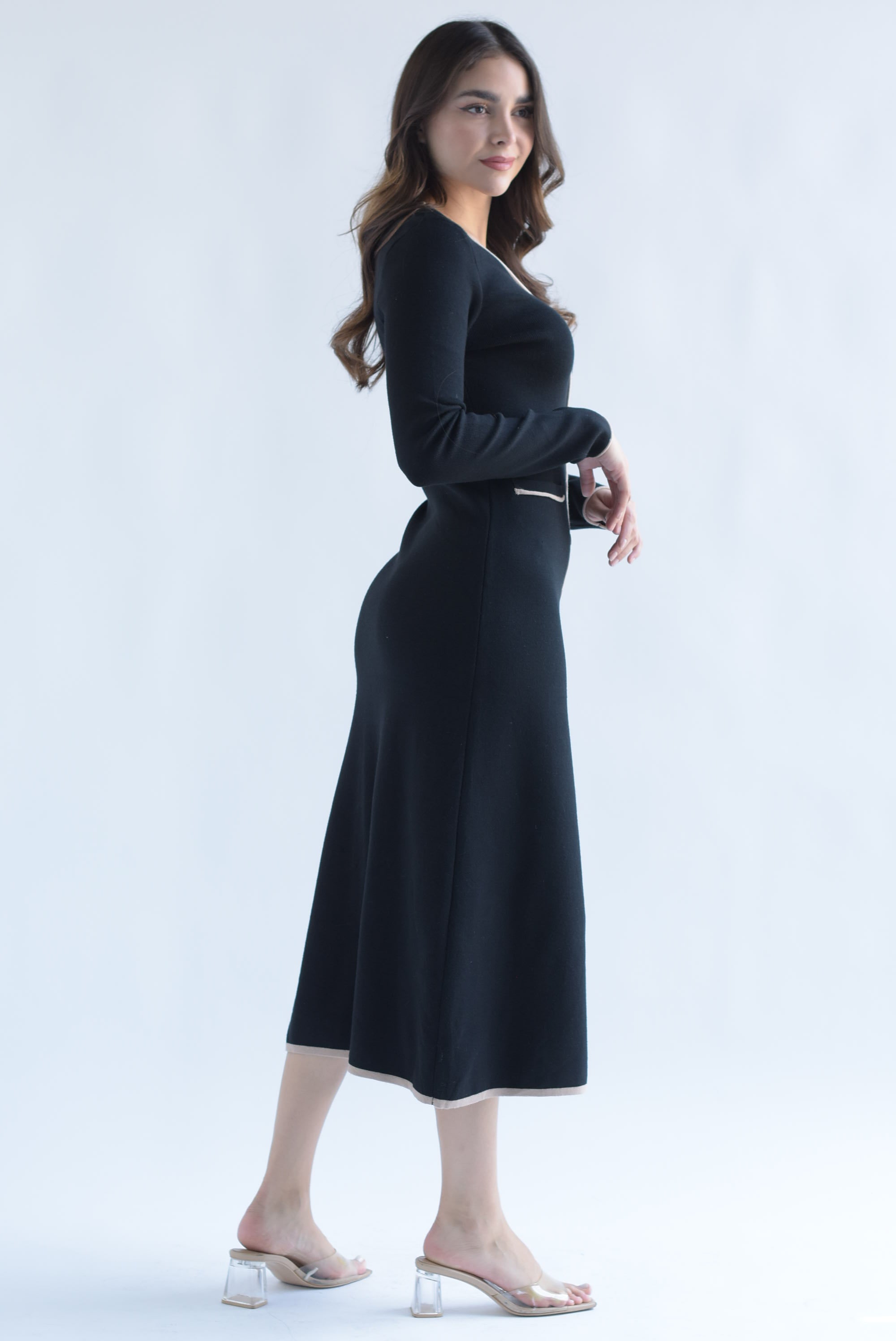 Vestido punto filos moka Negro