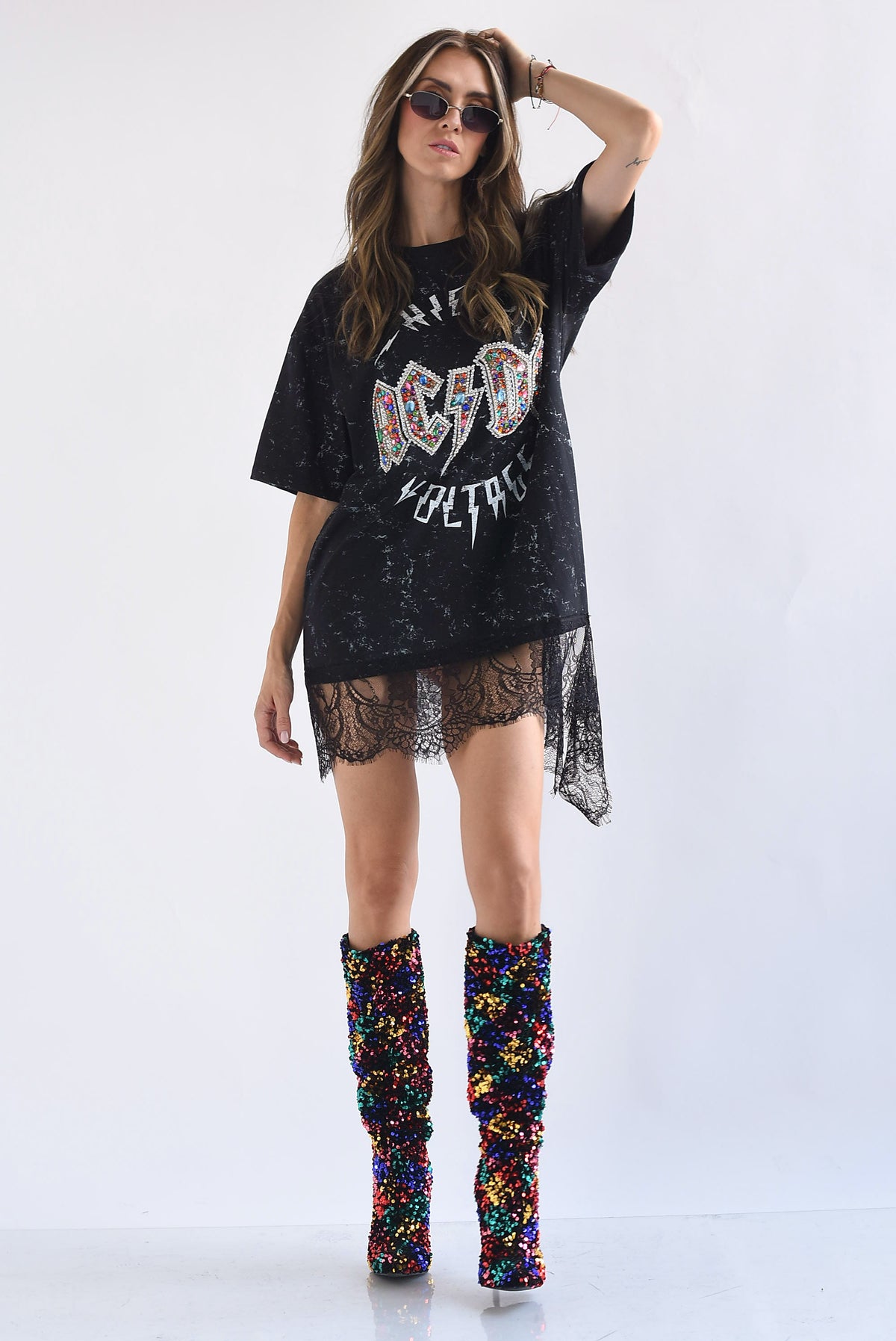 T-Shirt ACDC joyas tira encaje