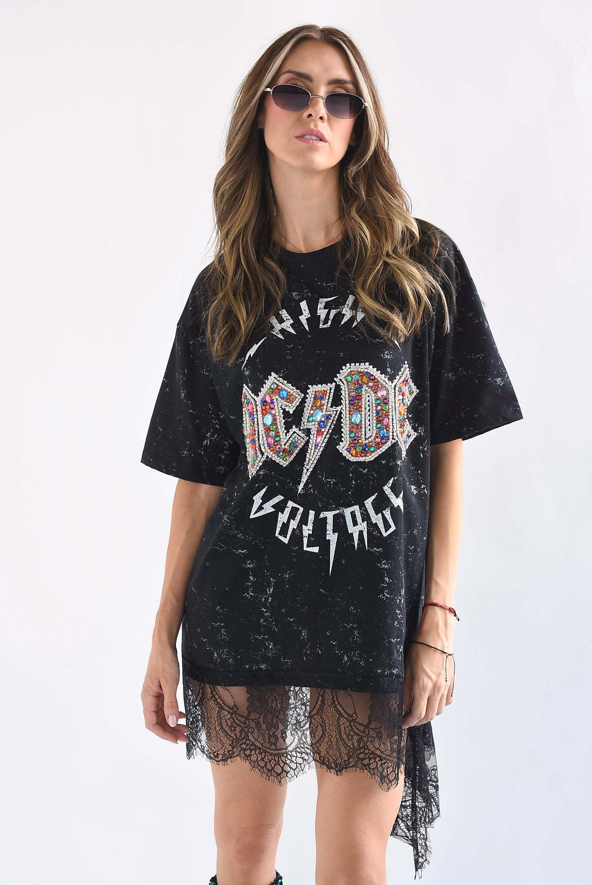 T-Shirt ACDC joyas tira encaje