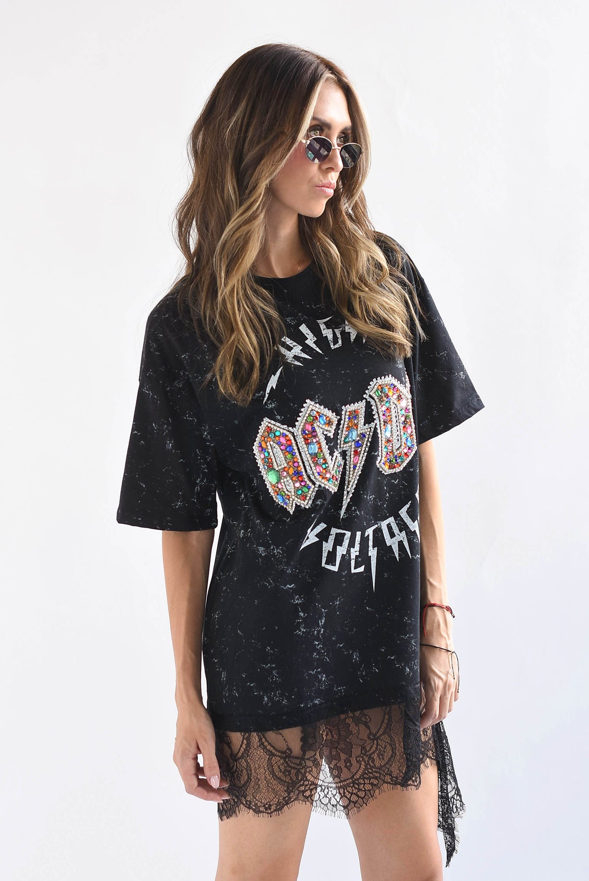 T-Shirt ACDC joyas tira encaje